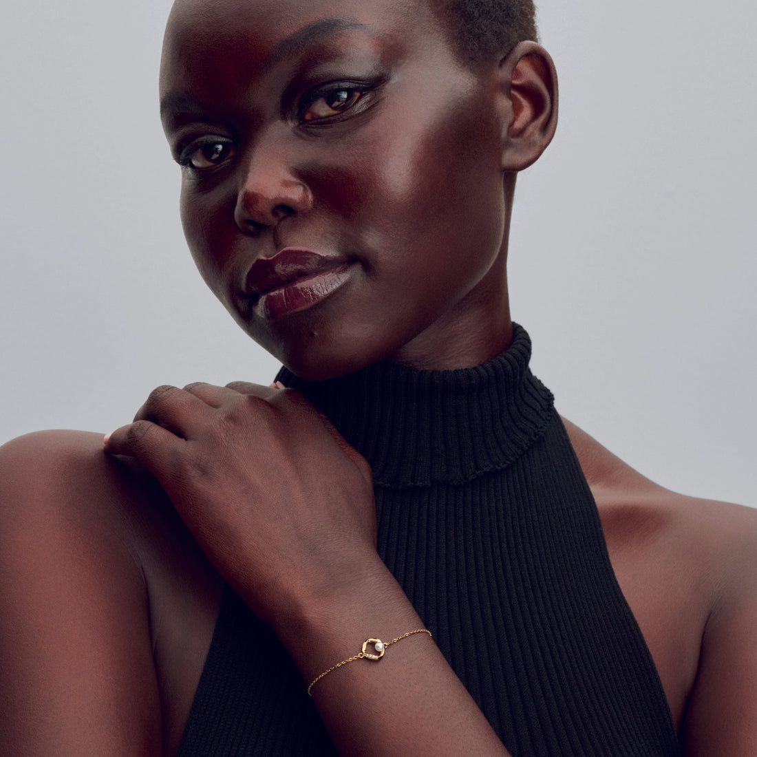 14K Gold-Plated Bracelet With Treated White Freshwater Cultured Pearl And Clear Cubic Zirconia