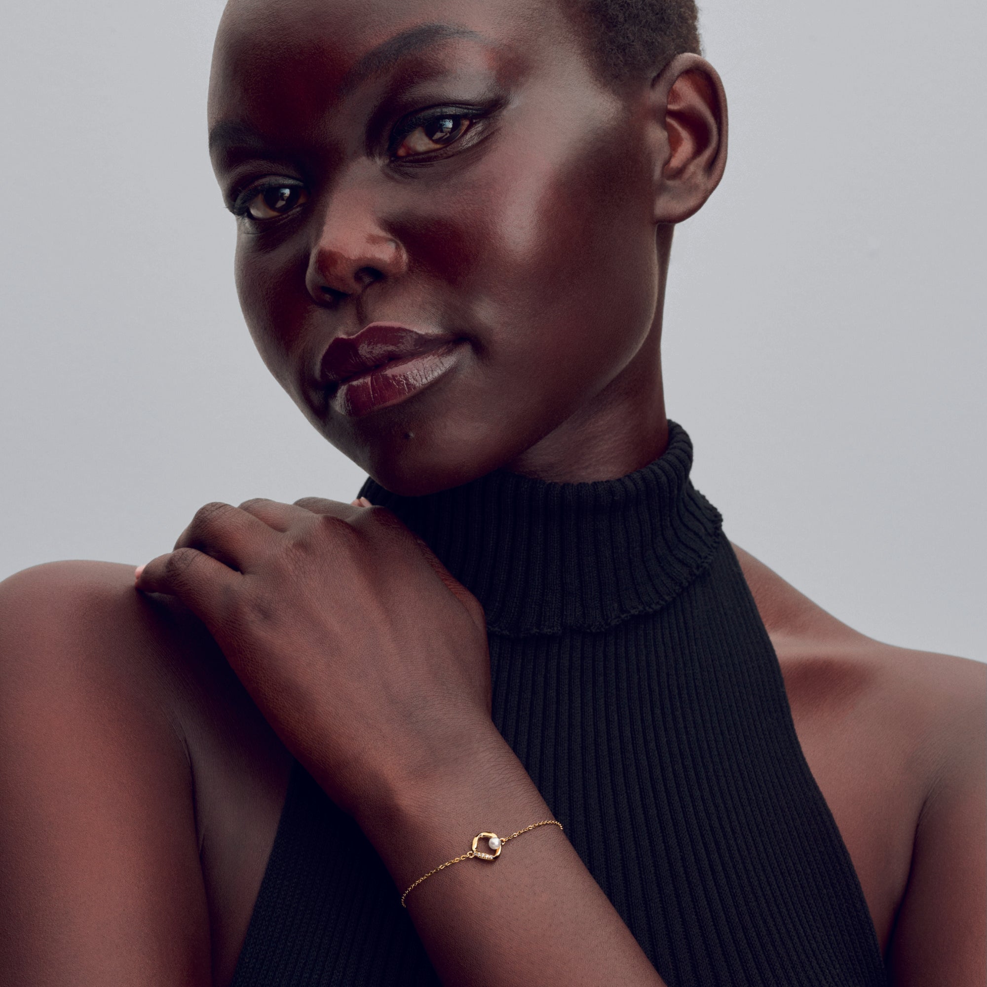 14K Gold-Plated Bracelet With Treated White Freshwater Cultured Pearl And Clear Cubic Zirconia