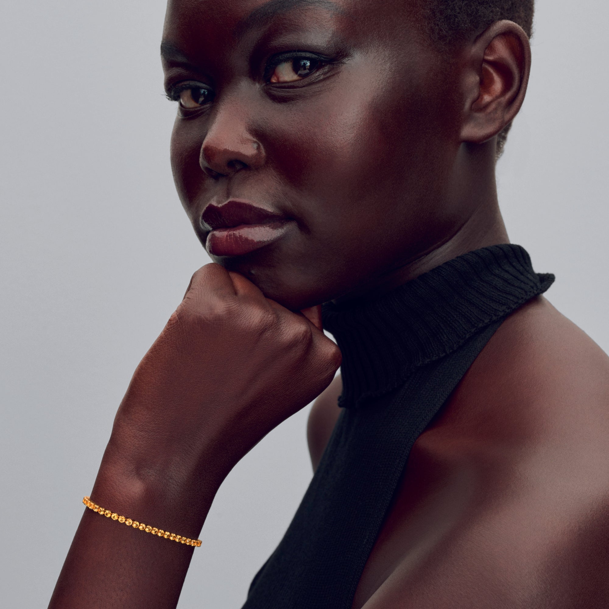 14K Gold-Plated Bracelet With Vibrant Yellow Crystal