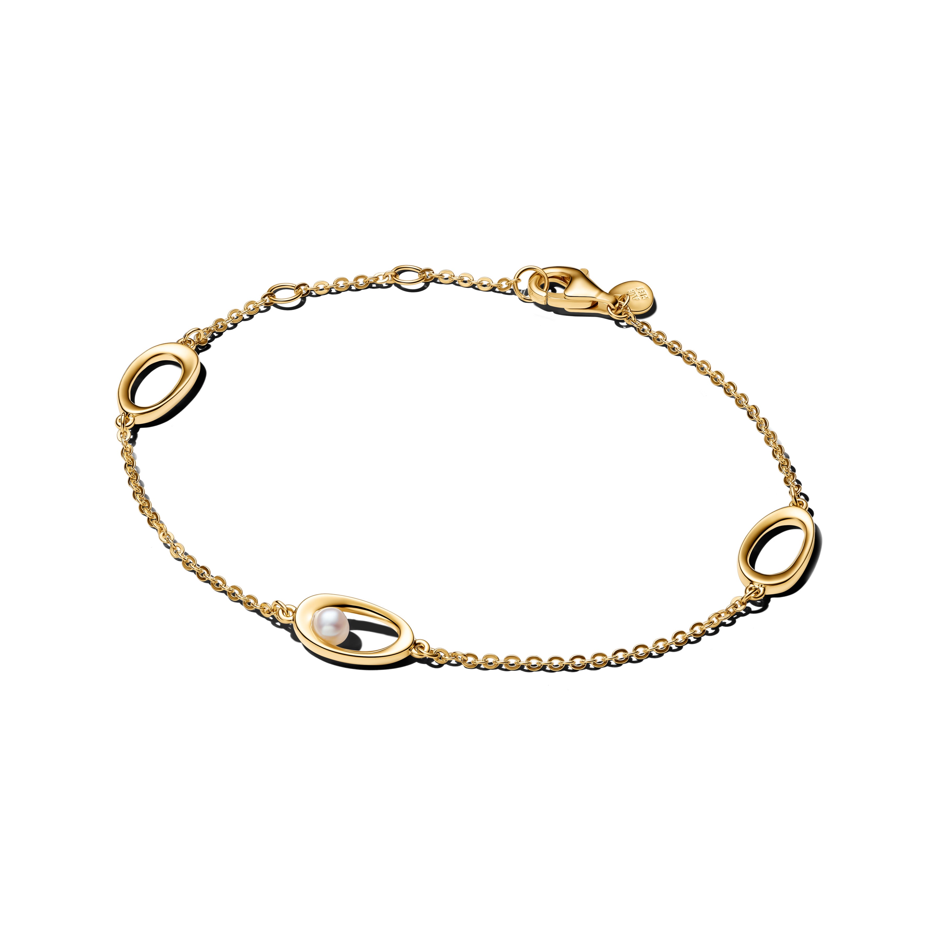 14K Gold-Plated Bracelet With White Treated Freshwater Cultured Pearl