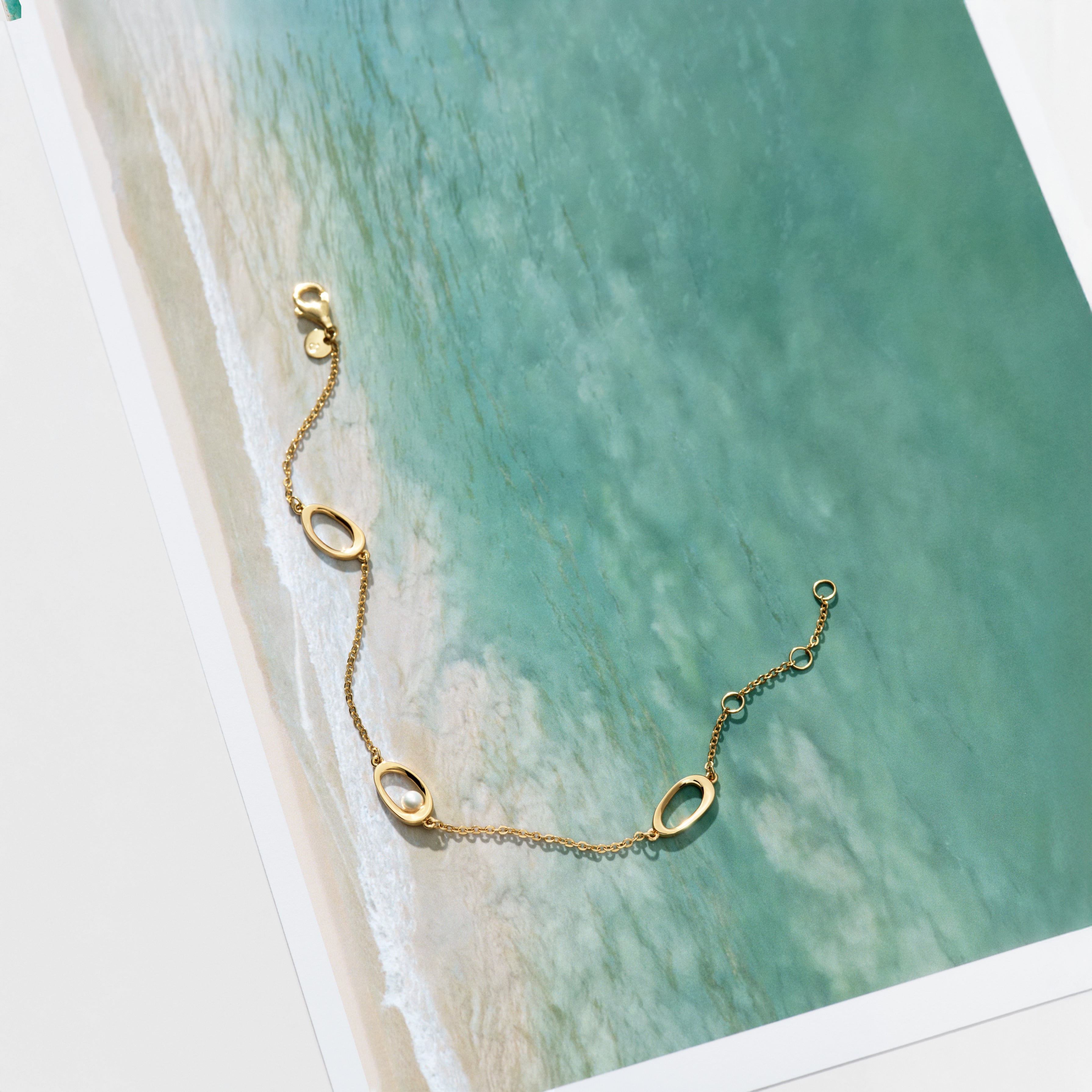 14K Gold-Plated Bracelet With White Treated Freshwater Cultured Pearl