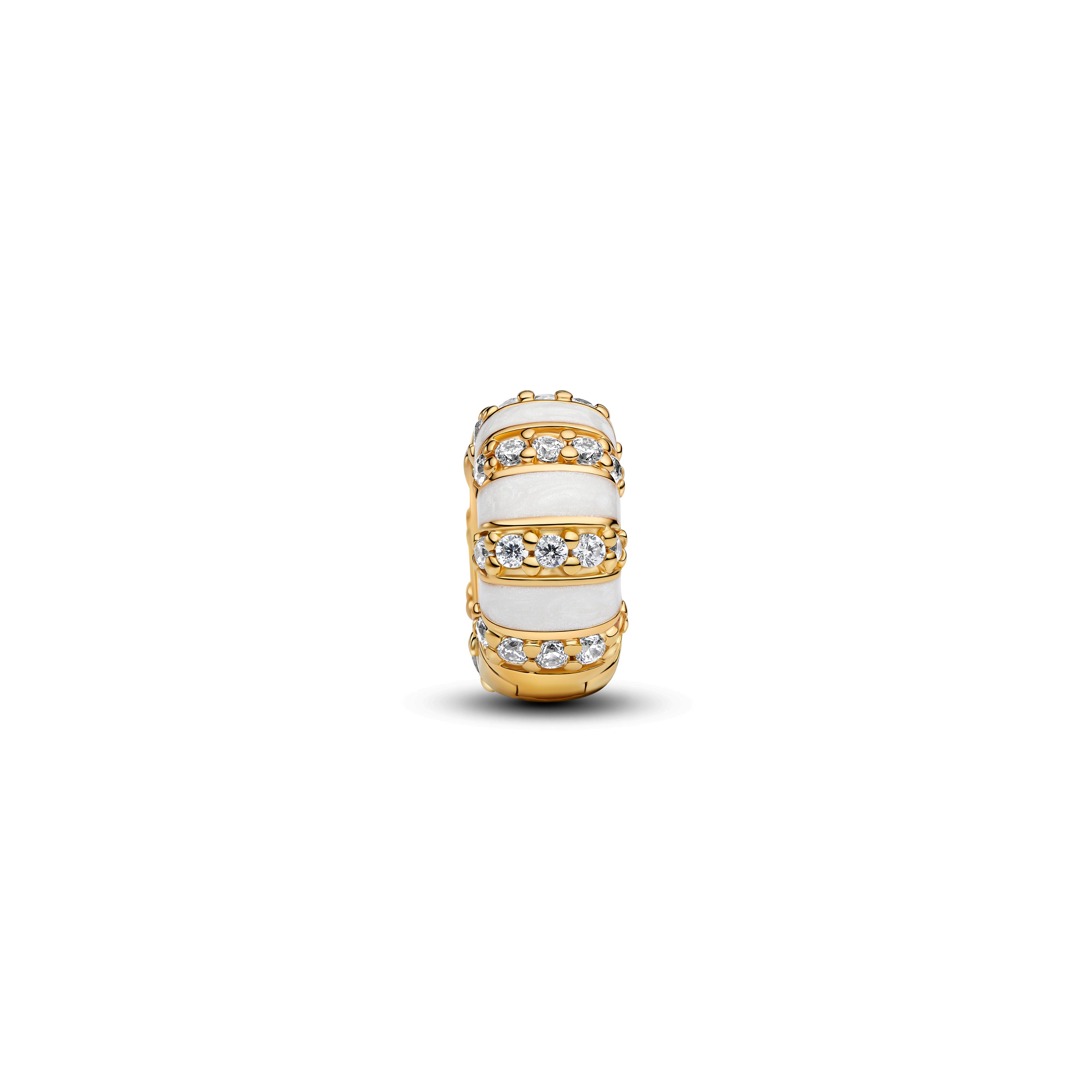 14K Gold-Plated Clip With Clear Cubic Zirconia, Shimmering White Enamel And Silicone Grip