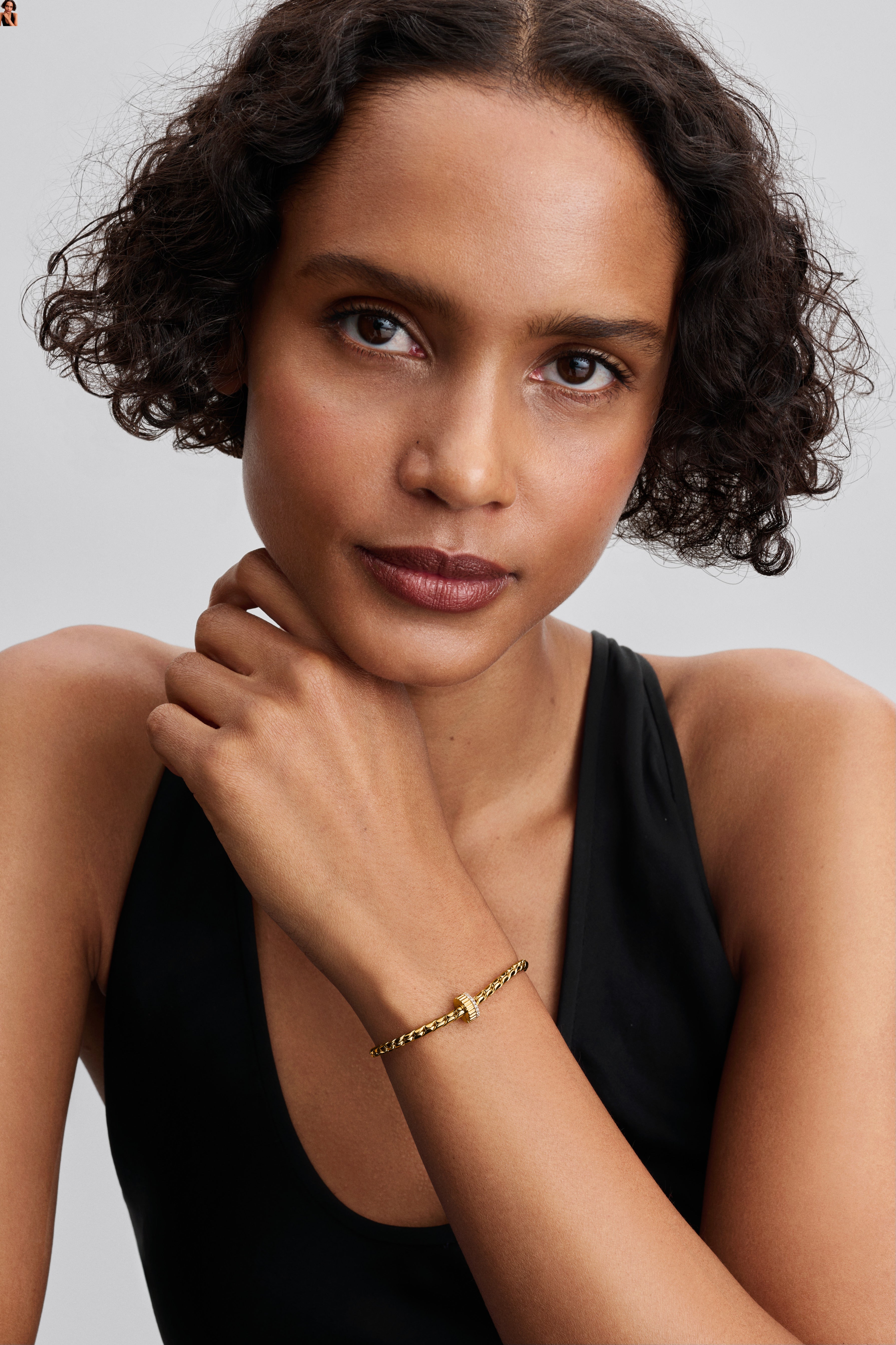 14K Gold-Plated Clip With Clear Cubic Zirconia And Silicone Grip