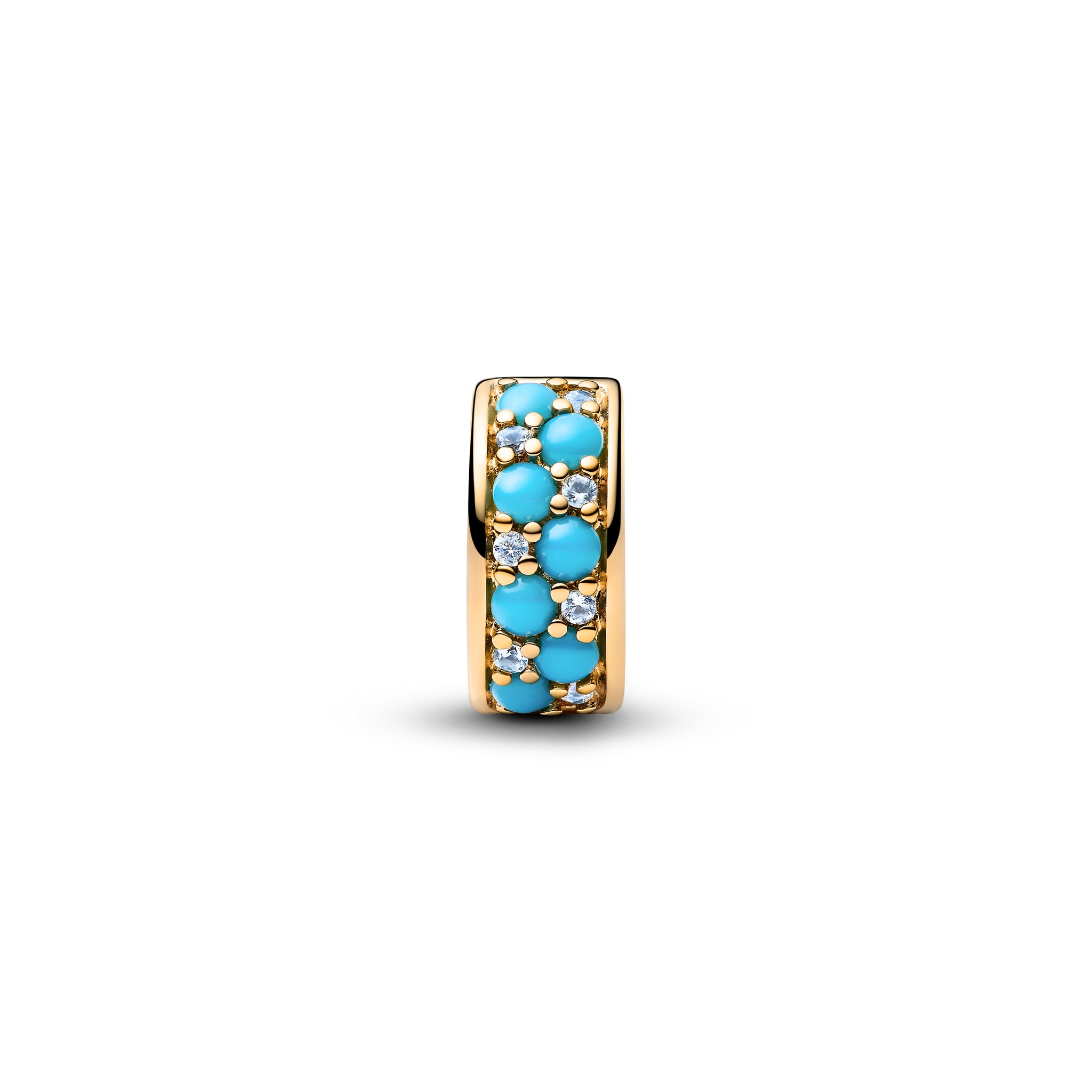 14K Gold-Plated Clip With Icy Blue And Capri Blue Crystal And Silicone Grip