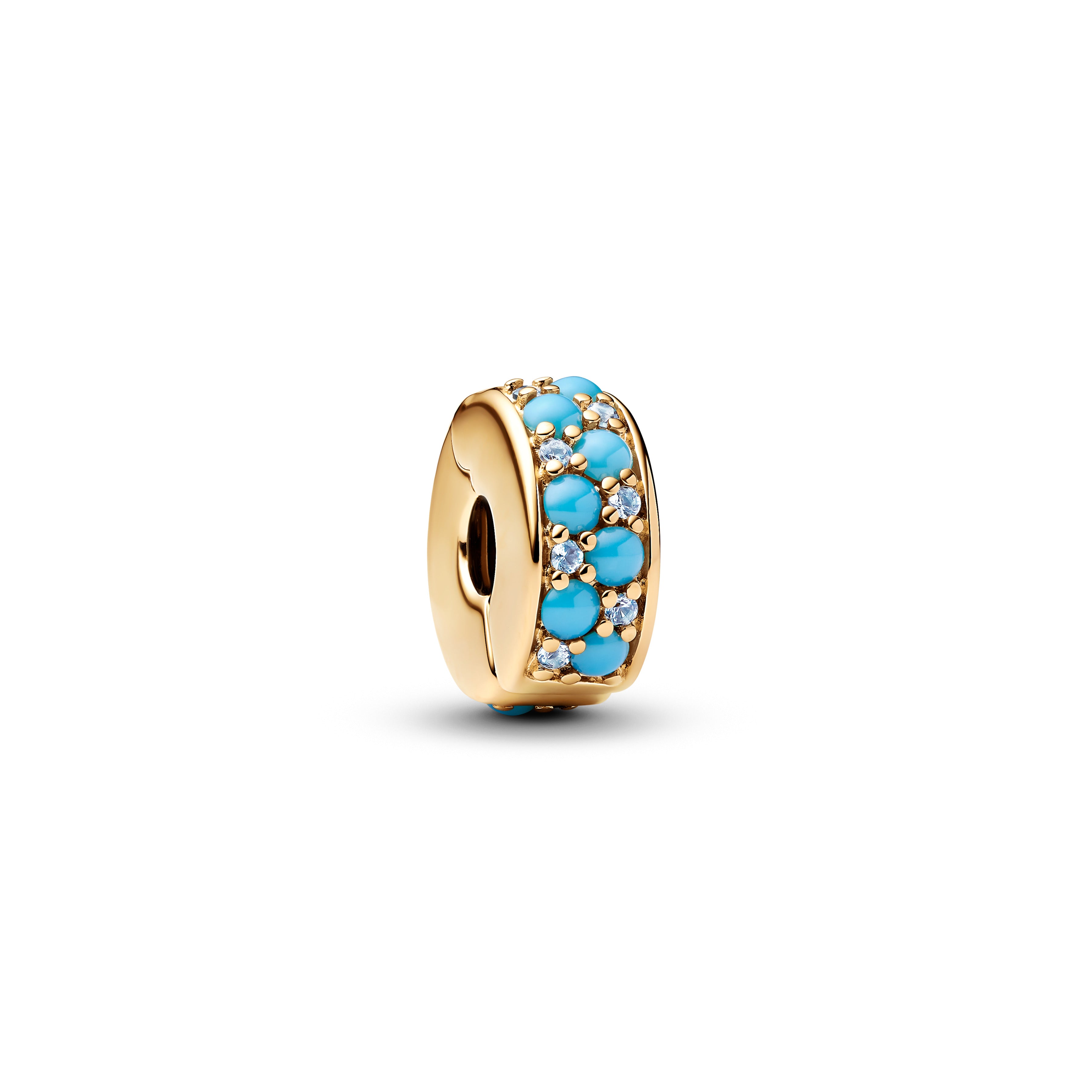 14K Gold-Plated Clip With Icy Blue And Capri Blue Crystal And Silicone Grip