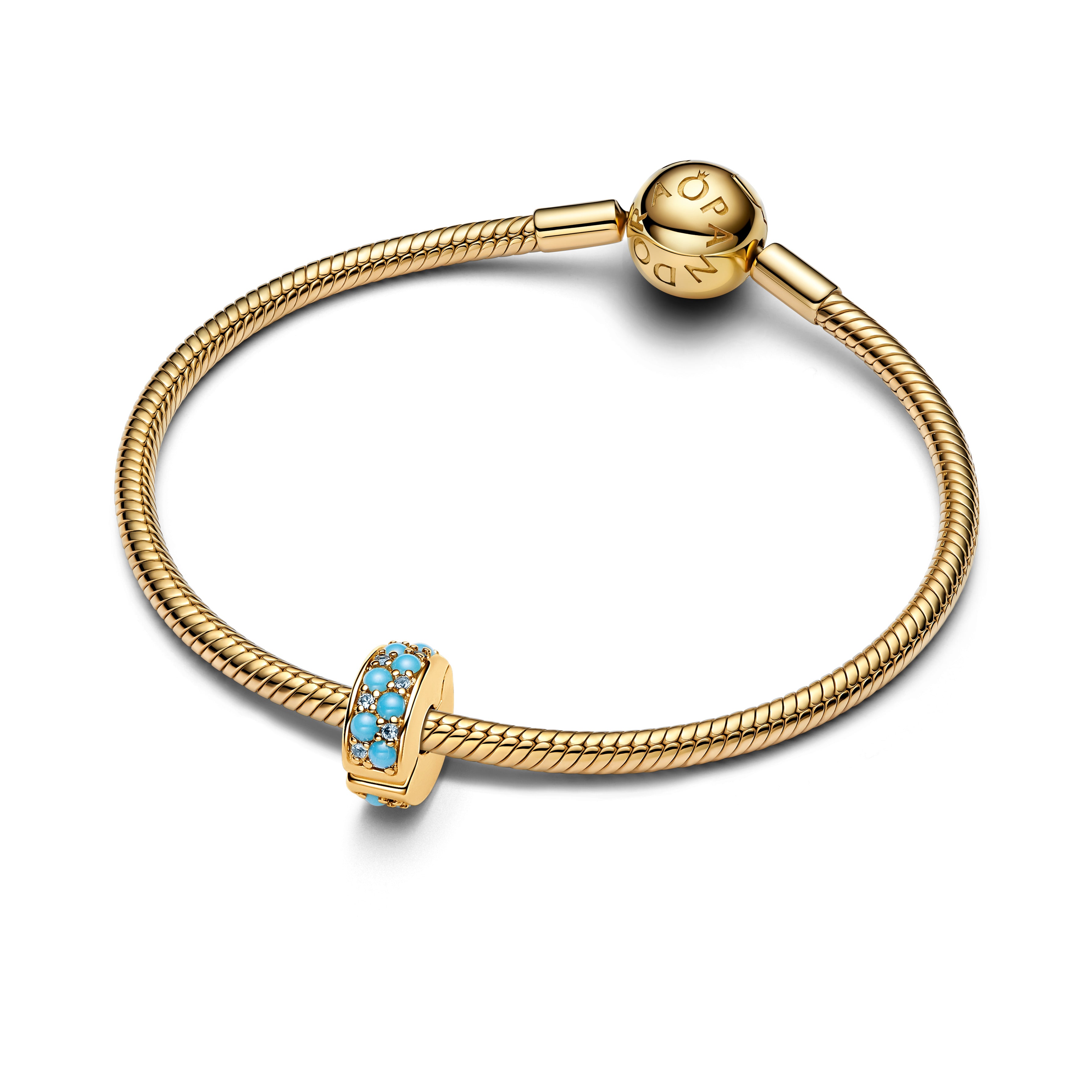 14K Gold-Plated Clip With Icy Blue And Capri Blue Crystal And Silicone Grip