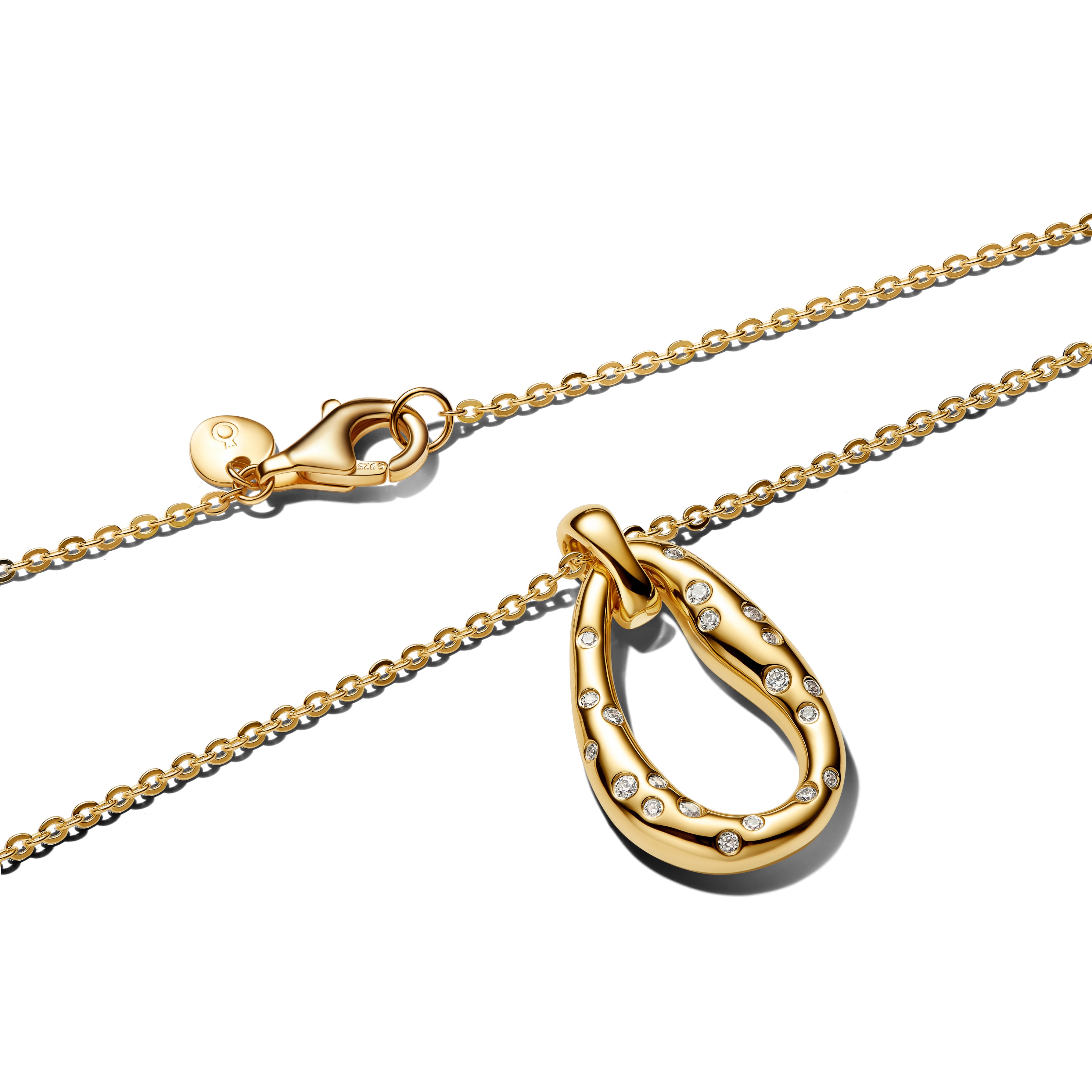 14K Gold-Plated Collier With Clear Cubic Zirconia