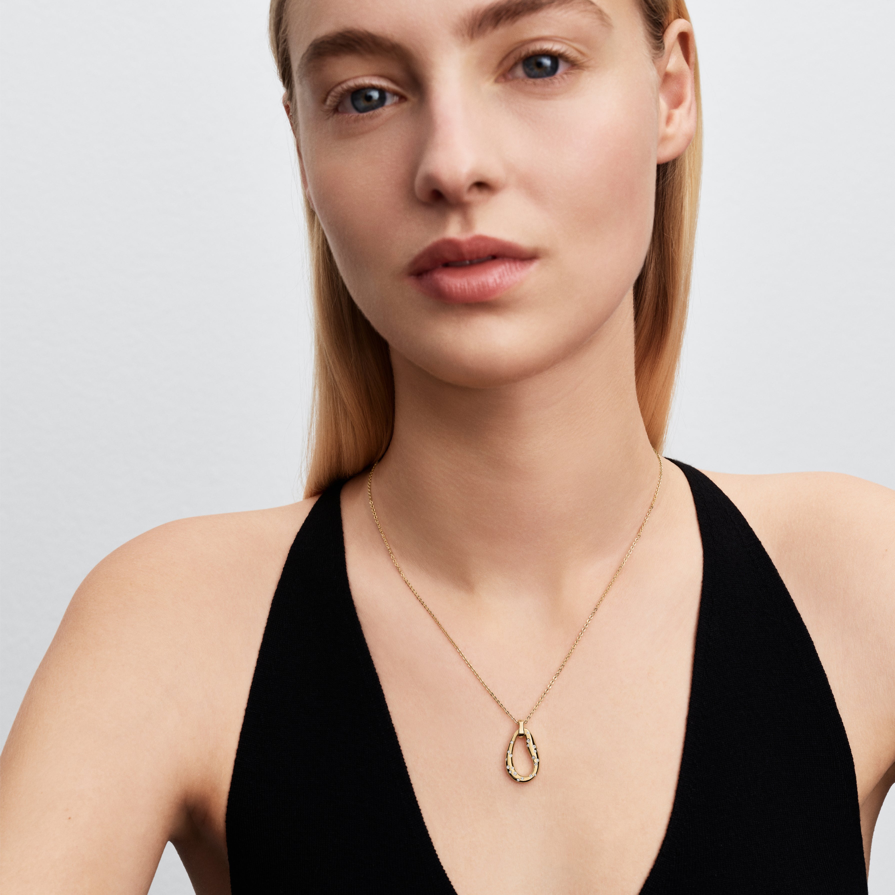 14K Gold-Plated Collier With Clear Cubic Zirconia