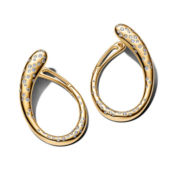 14K Gold-Plated Hoop Earrings With Clear Cubic Zirconia
