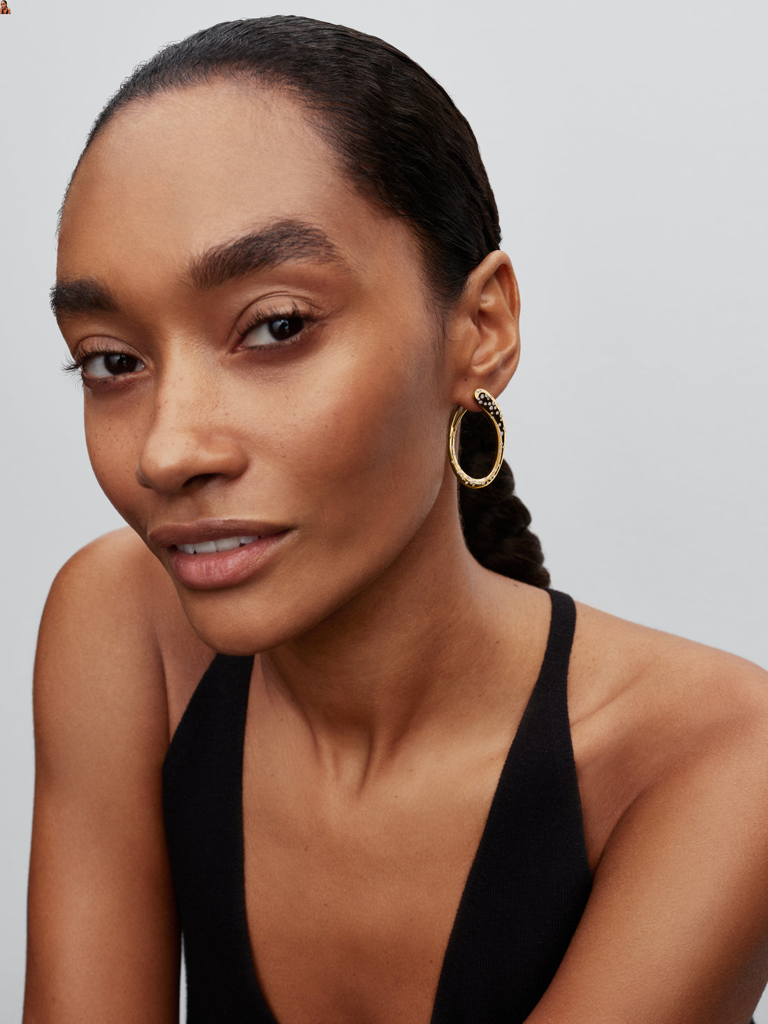 14K Gold-Plated Hoop Earrings With Clear Cubic Zirconia