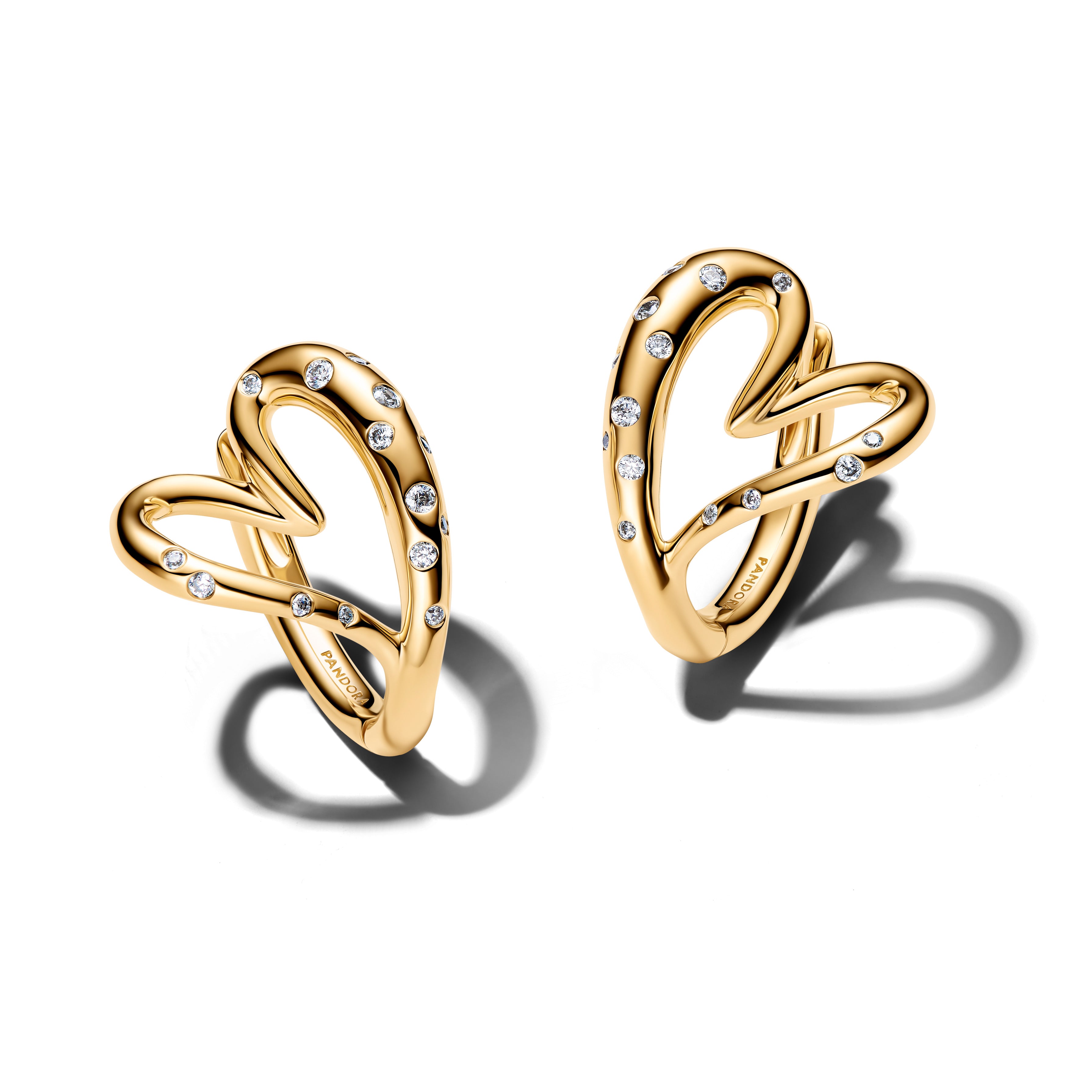 14K Gold-Plated Hoop Earrings With Clear Cubic Zirconia