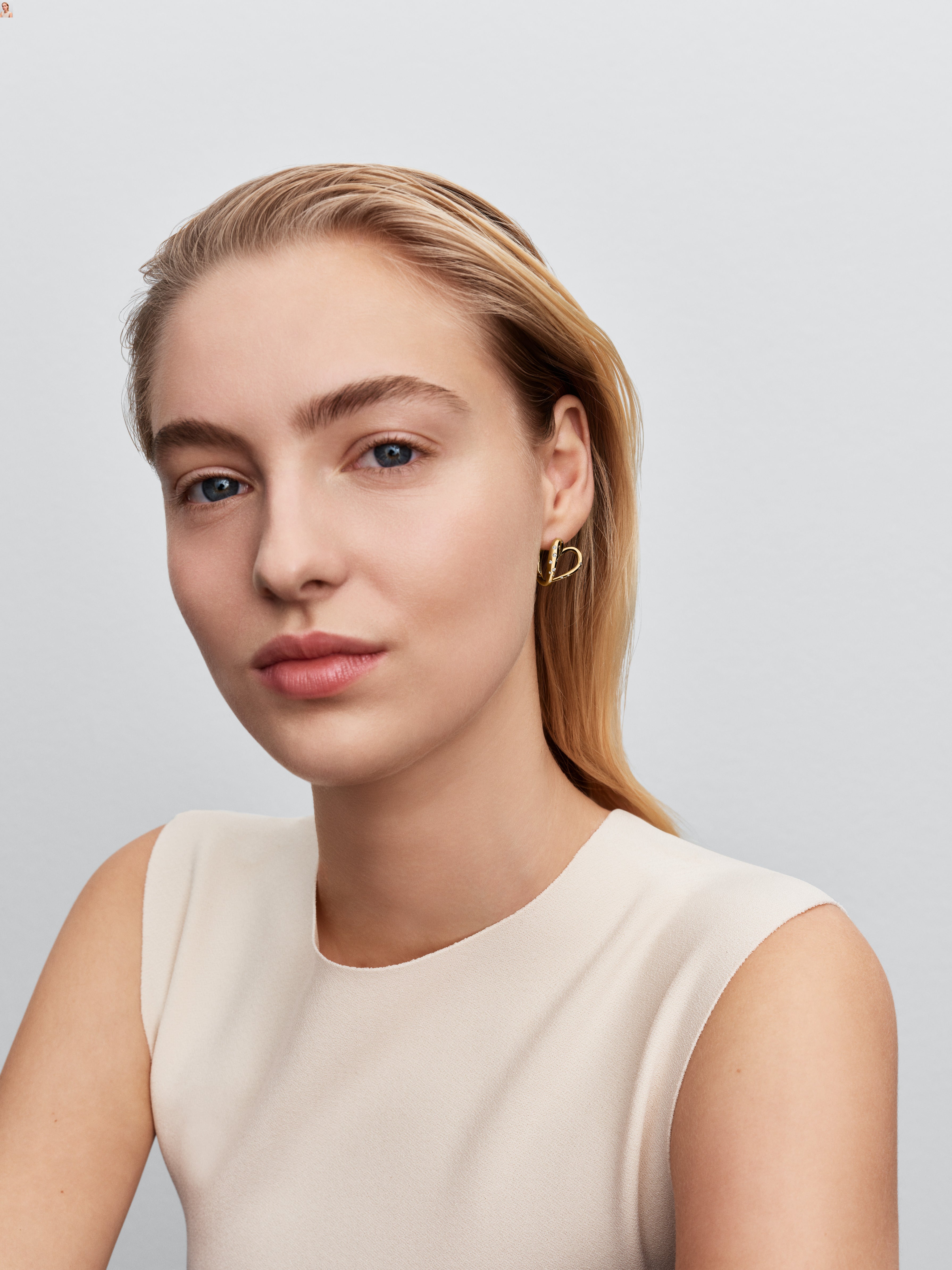 14K Gold-Plated Hoop Earrings With Clear Cubic Zirconia