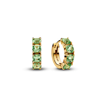 14K Gold-Plated Hoop Earrings With Mint Green Crystal