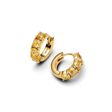 14K Gold-Plated Hoop Earrings With Vibrant Yellow Cubic Zirconia