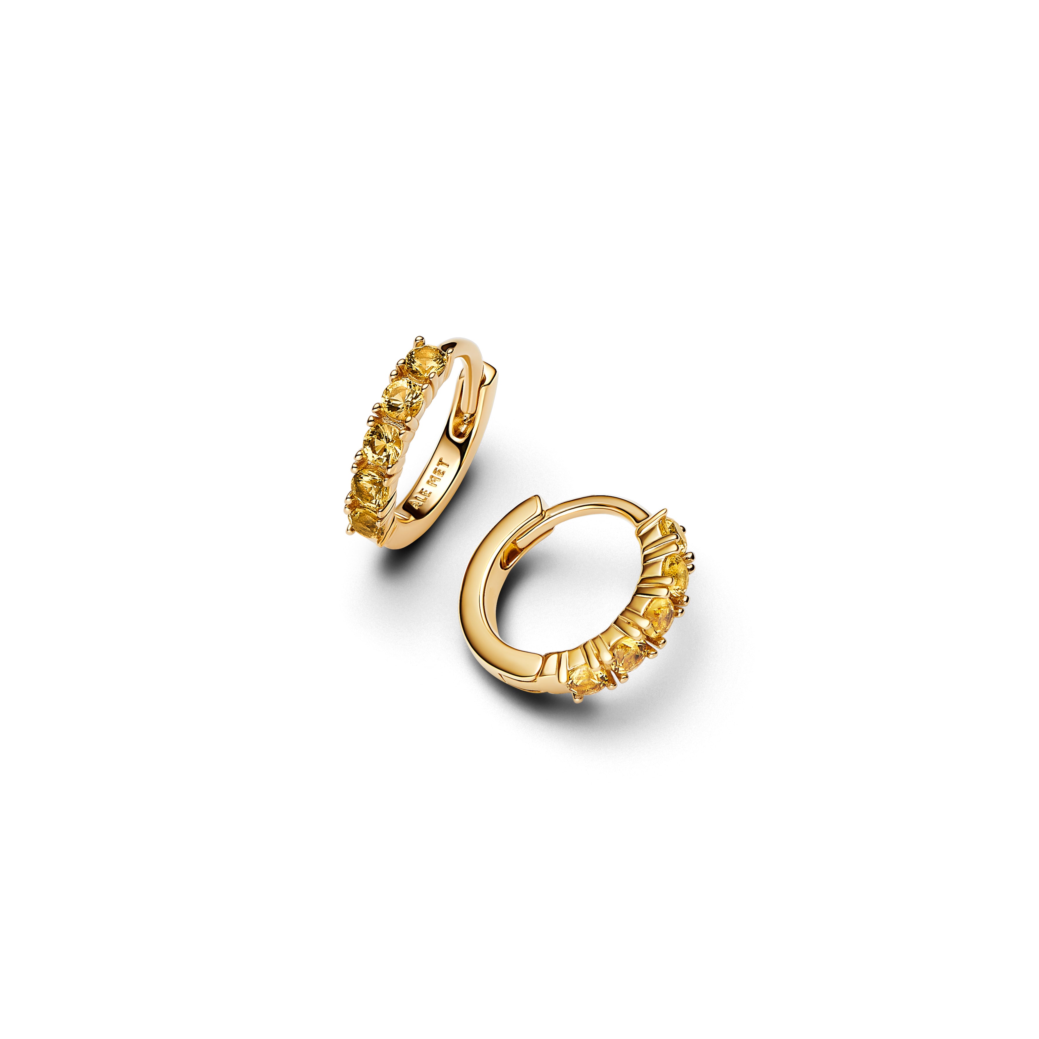 14K Gold-Plated Huggie Earrings With Vibrant Yellow Crystal