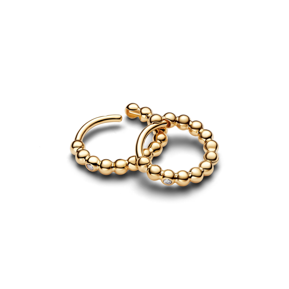 14K Gold-Plated Huggie Hoop Earrings With Clear Cubic Zirconia