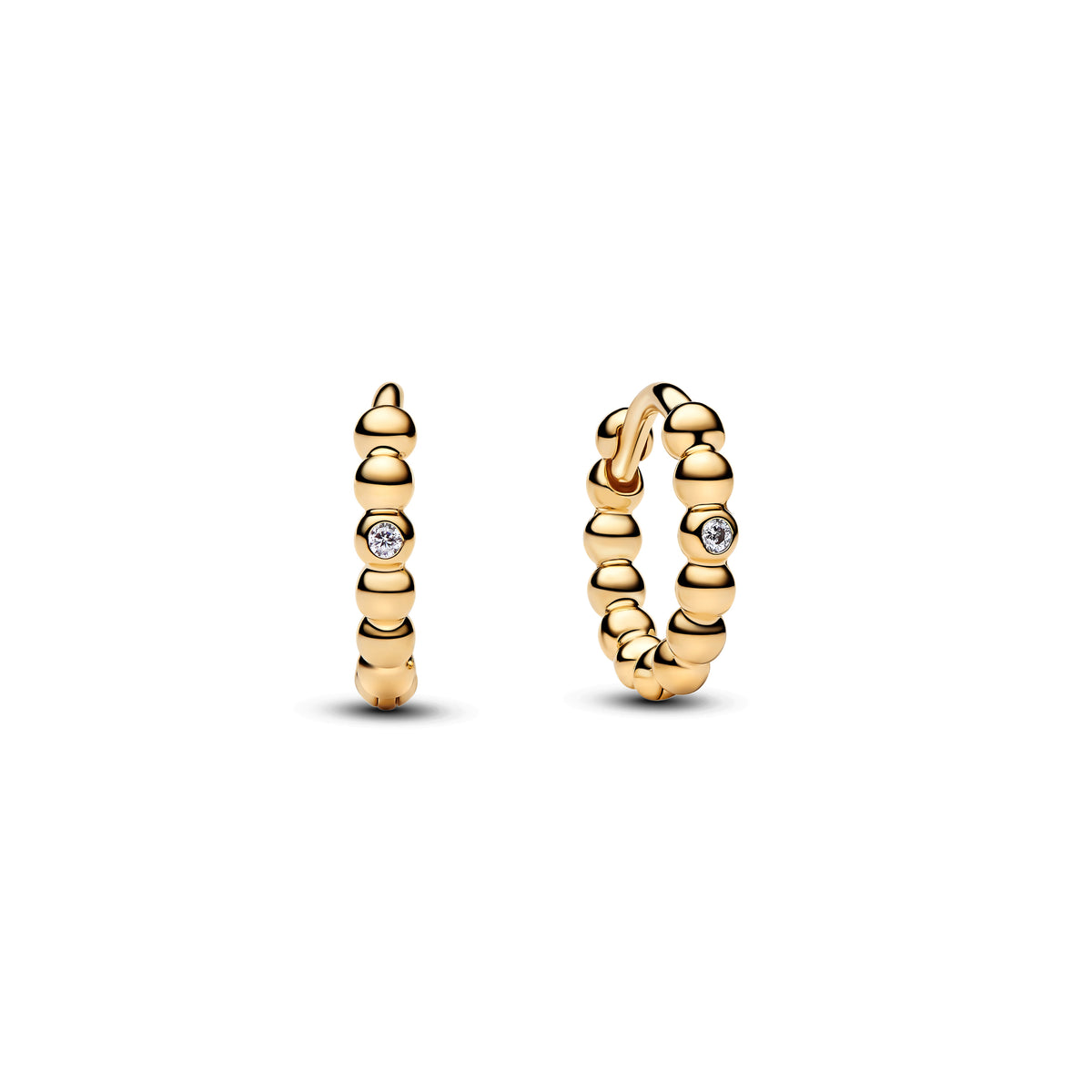 14K Gold-Plated Huggie Hoop Earrings With Clear Cubic Zirconia