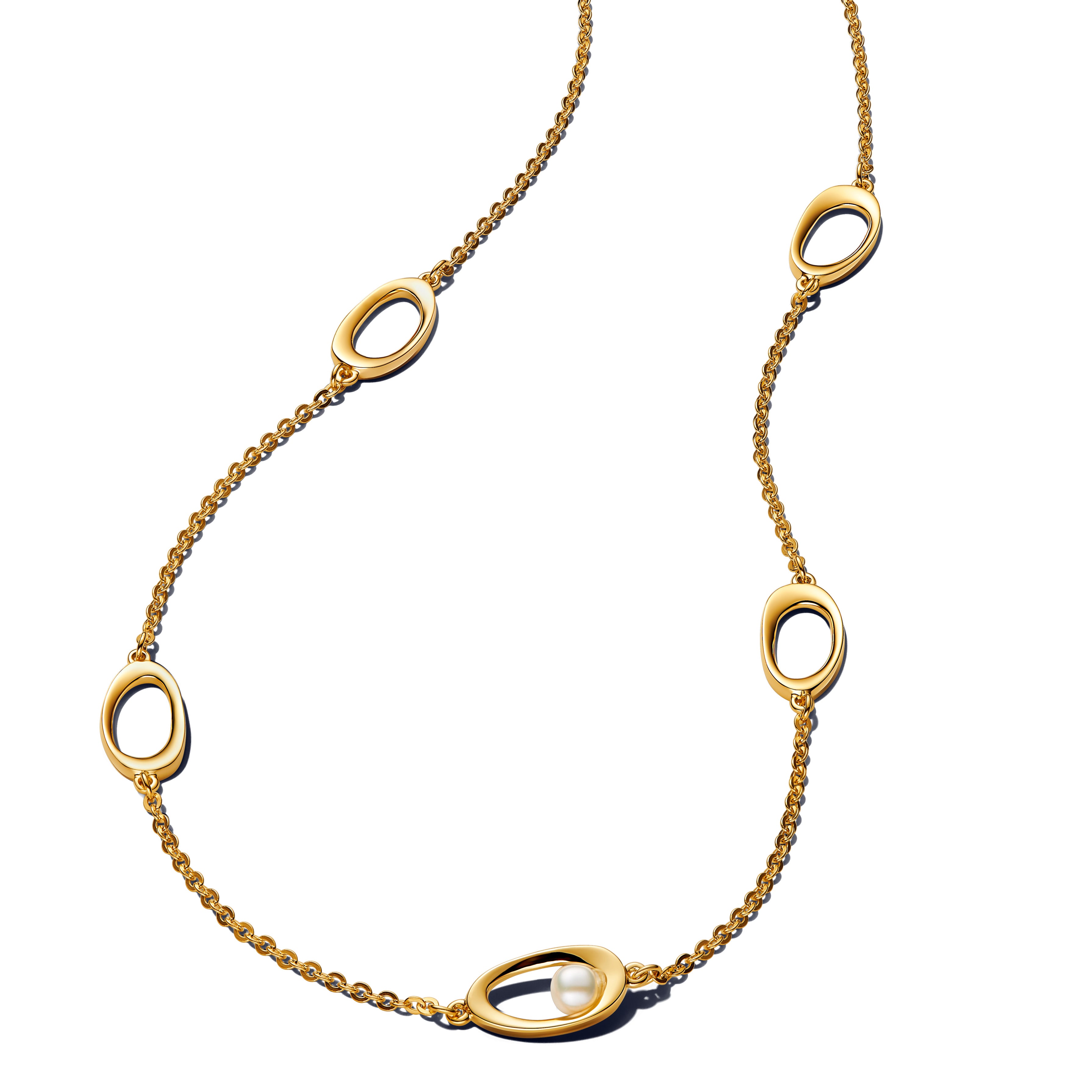 14K Gold-Plated Necklace With Treated White Freshwater Cultured Pearl