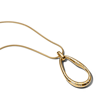 14K Gold-Plated Pendant Necklace With Clear Cubic Zirconia And Sliding Clasp