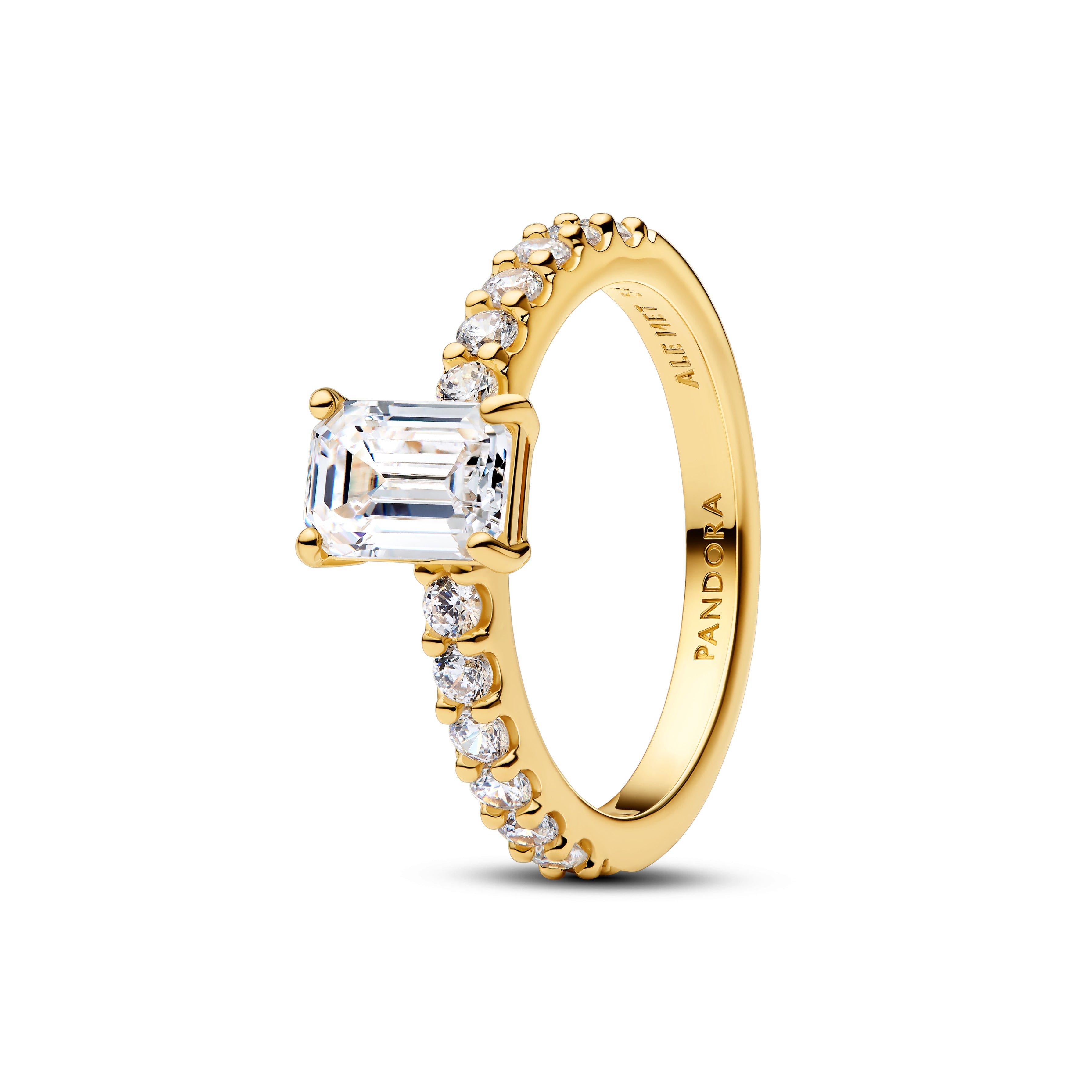 14K Gold-Plated Ring With Clear Cubic Zirconia