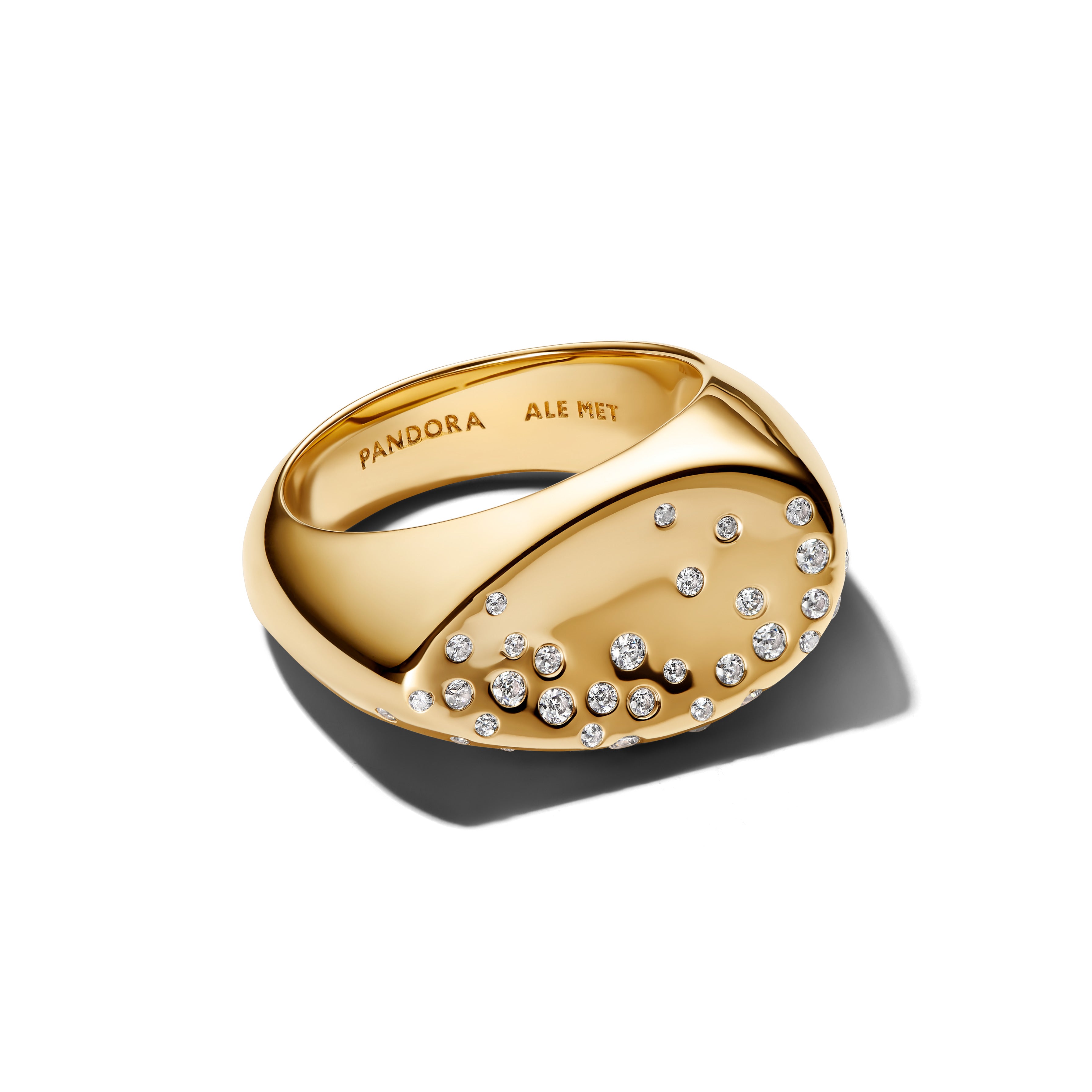 14K Gold-Plated Ring With Clear Cubic Zirconia
