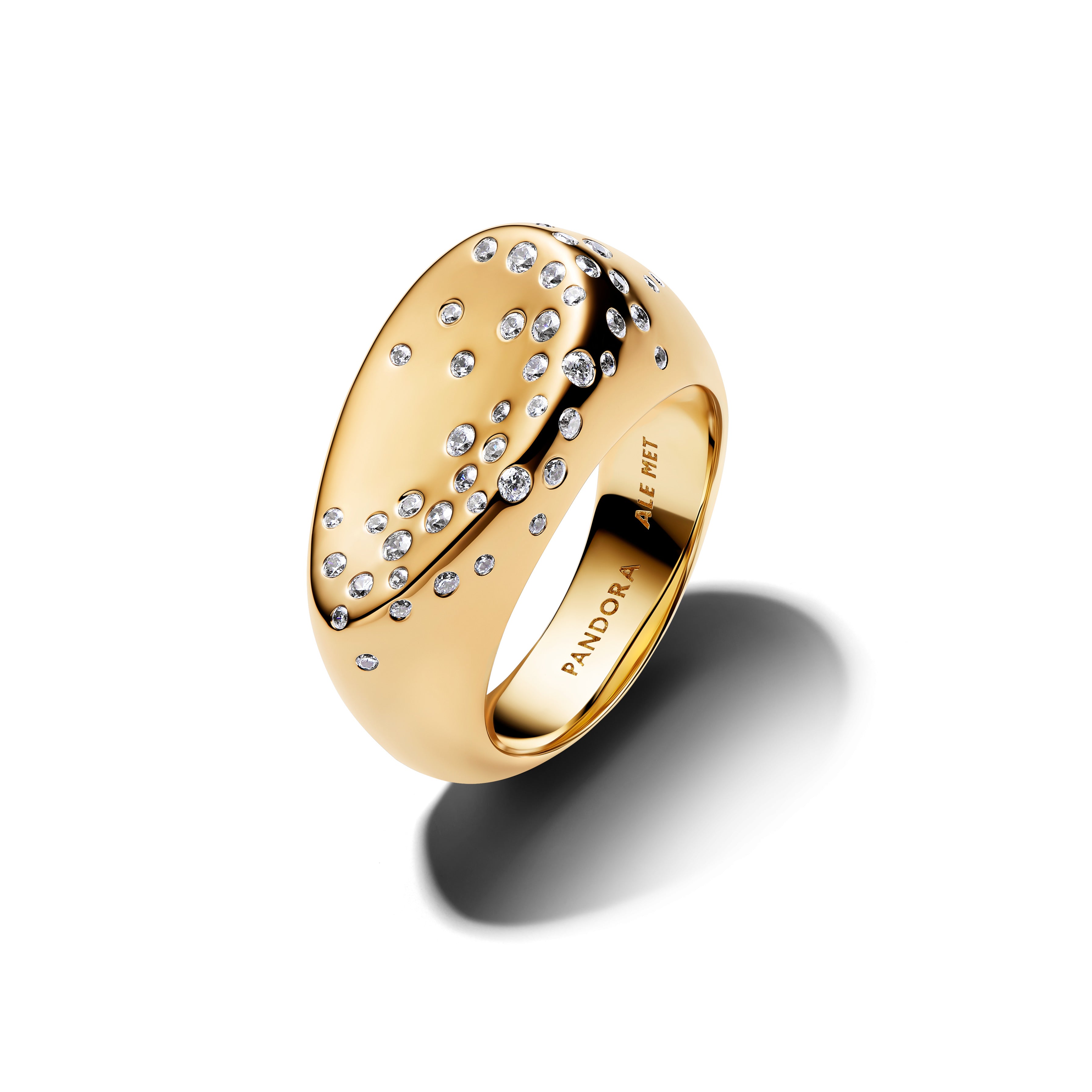 14K Gold-Plated Ring With Clear Cubic Zirconia