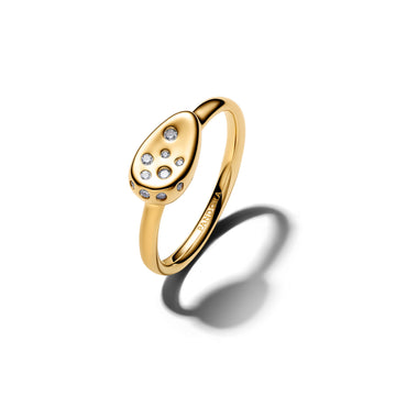 14K Gold-Plated Ring With Clear Cubic Zirconia