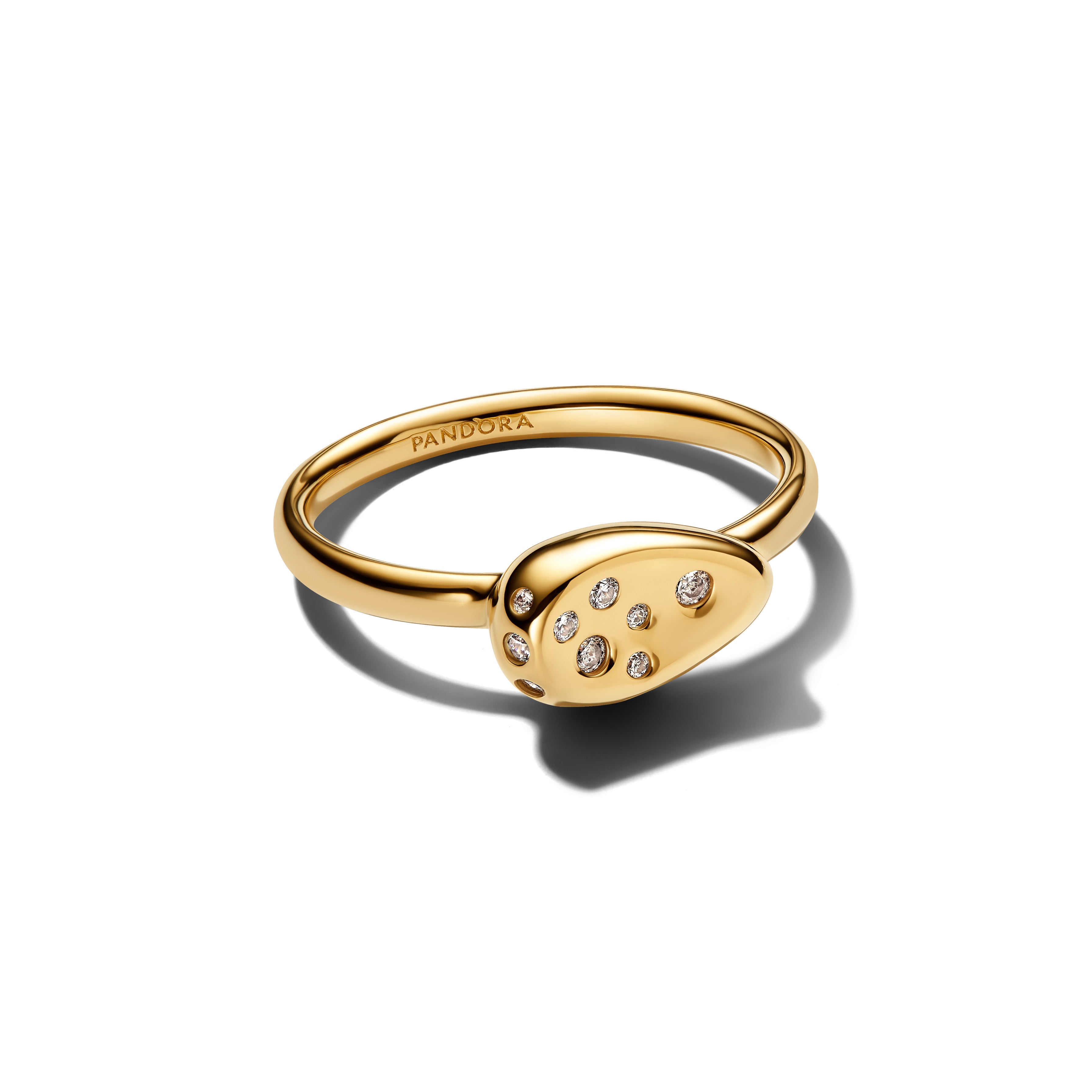 14K Gold-Plated Ring With Clear Cubic Zirconia