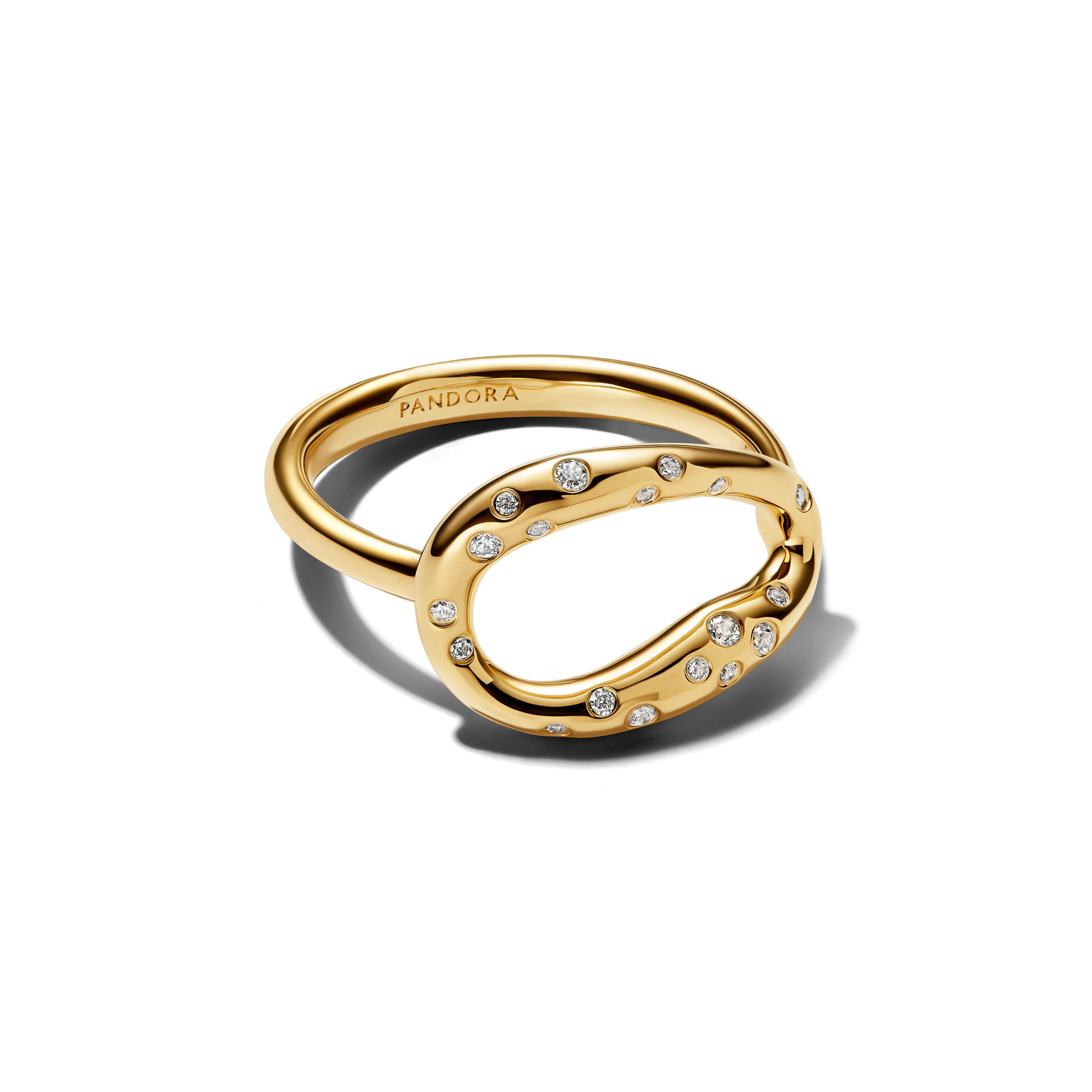 14K Gold-Plated Ring With Clear Cubic Zirconia