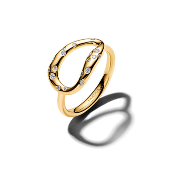 14K Gold-Plated Ring With Clear Cubic Zirconia