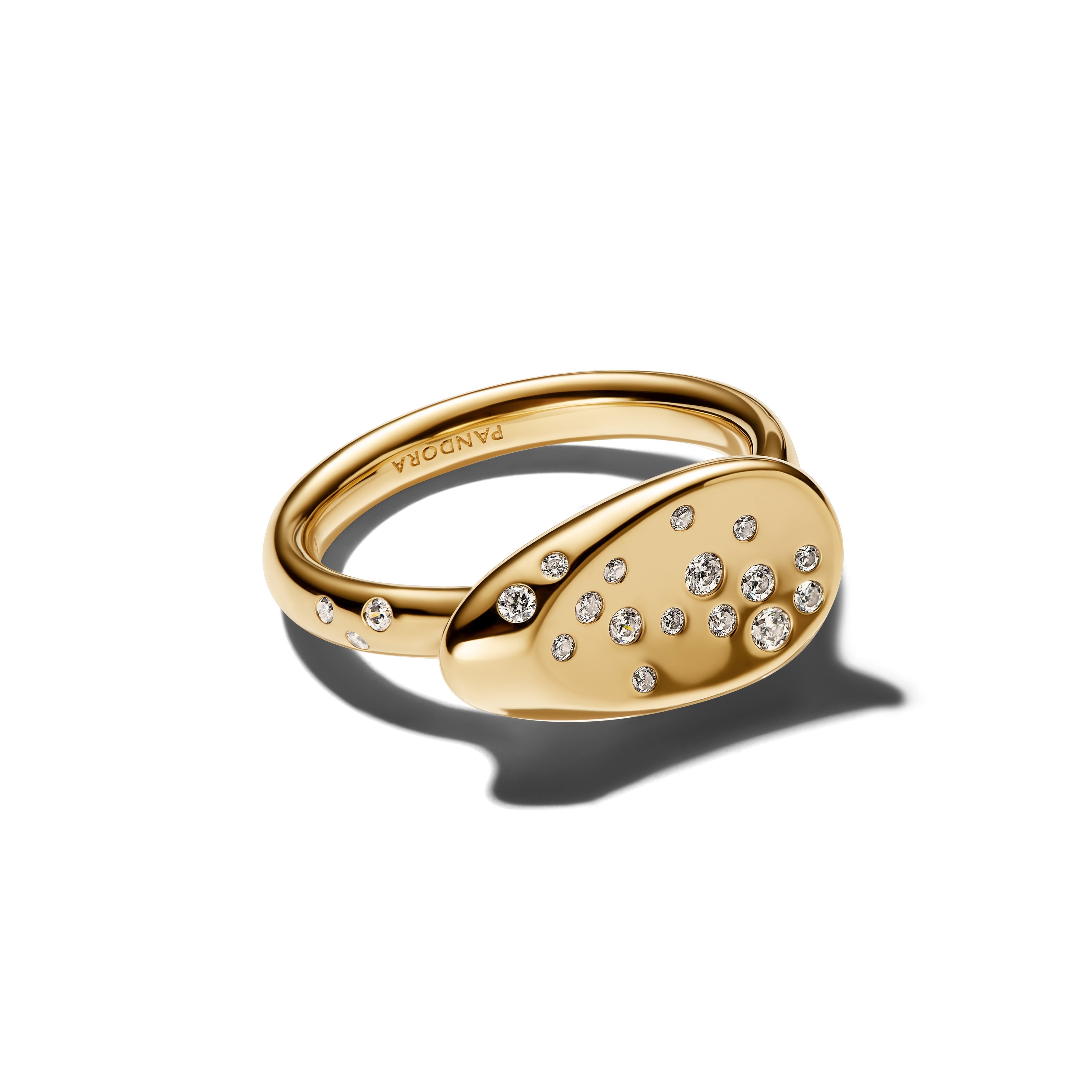 14K Gold-Plated Ring With Clear Cubic Zirconia
