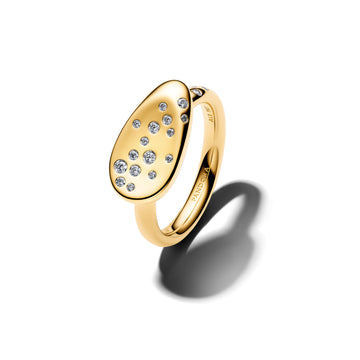 14K Gold-Plated Ring With Clear Cubic Zirconia