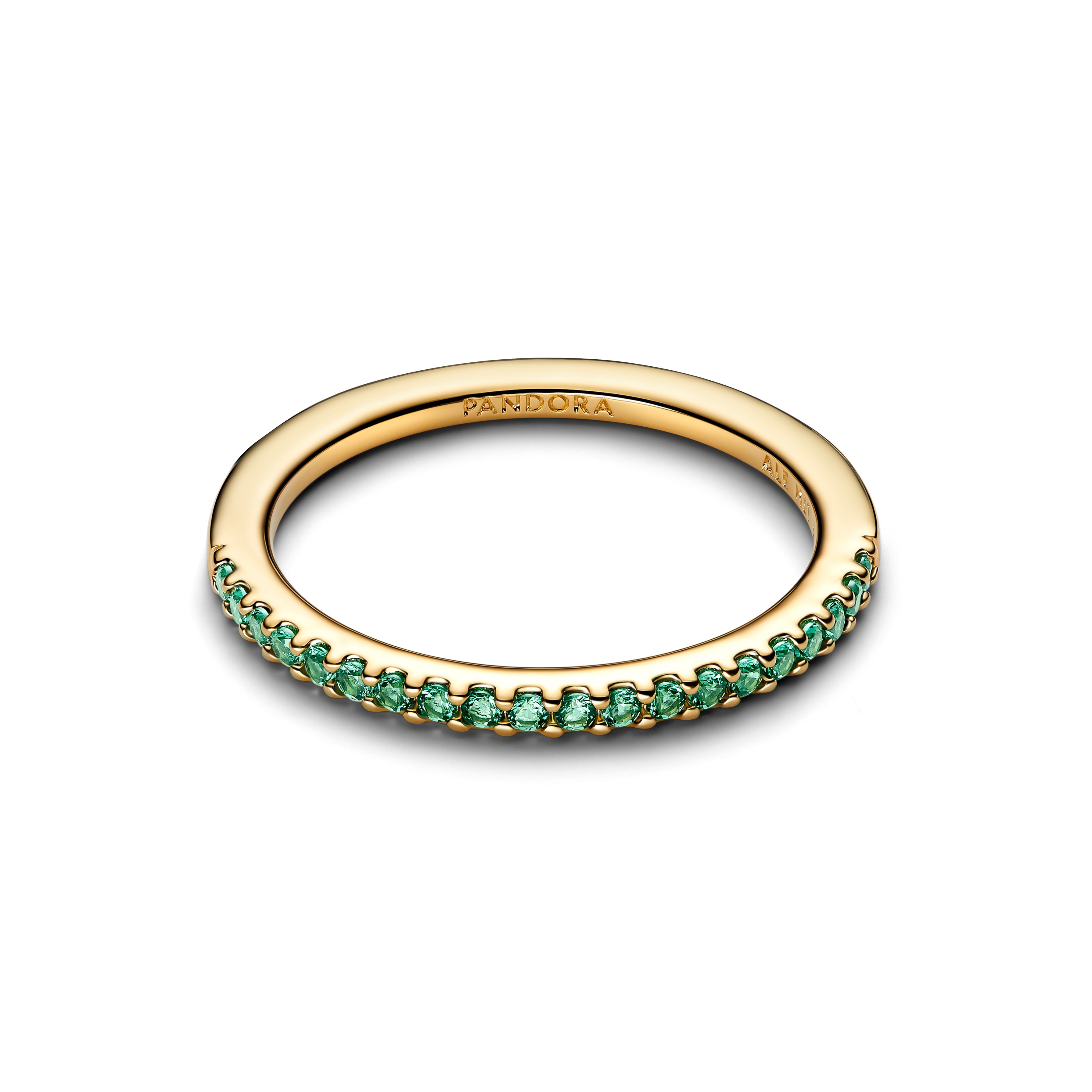 14K Gold-Plated Ring With Ocean Green Crystal