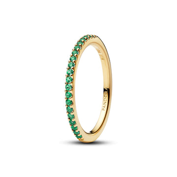 14K Gold-Plated Ring With Ocean Green Crystal