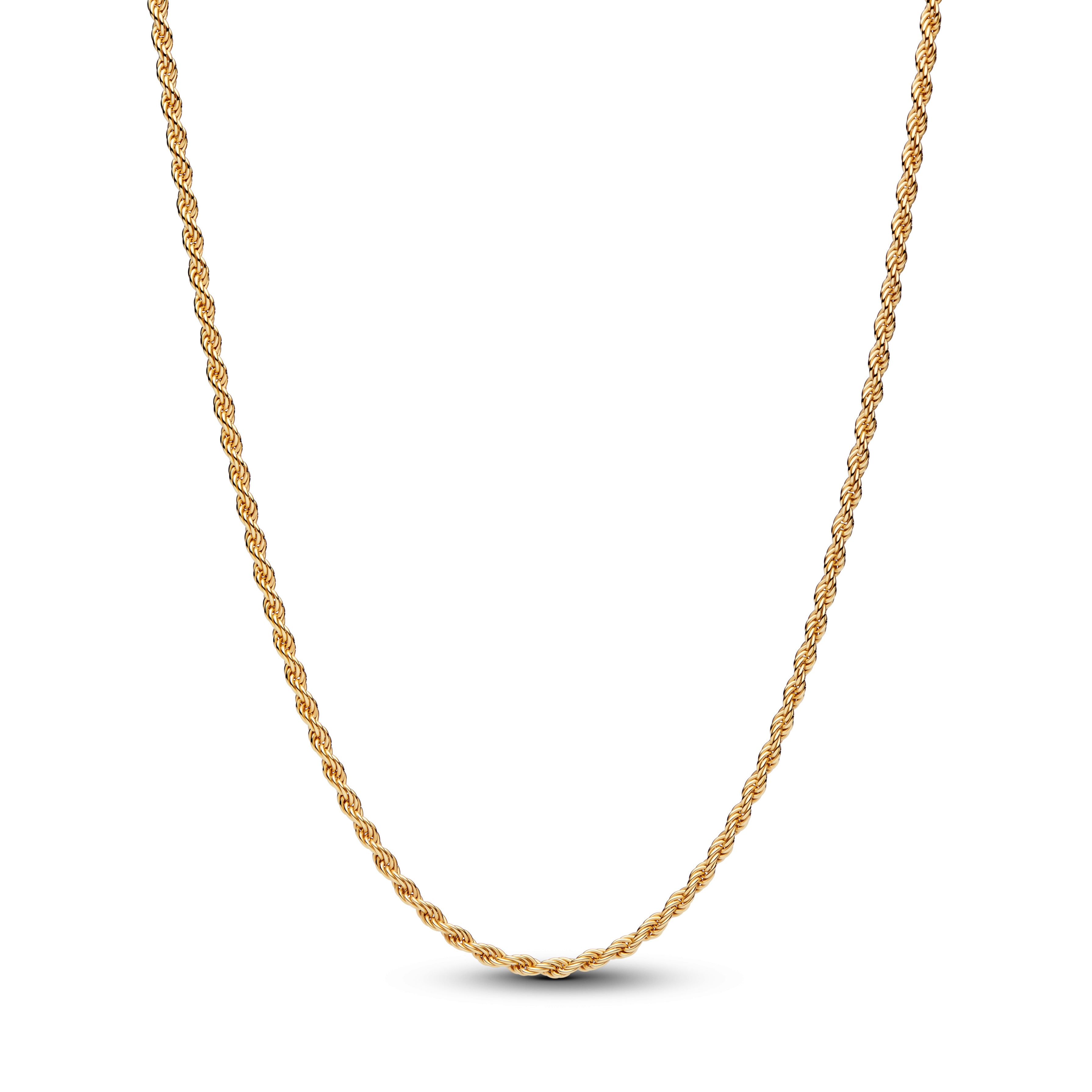 14K Gold-Plated Rope Chain Necklace With Sliding Clasp