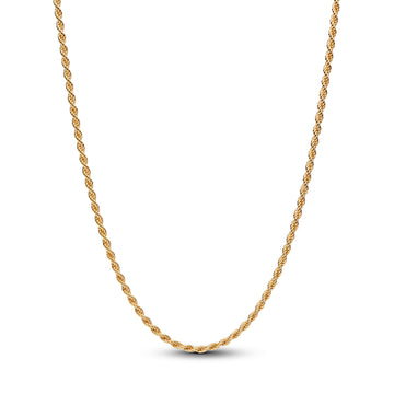14K Gold-Plated Rope Chain Necklace With Sliding Clasp