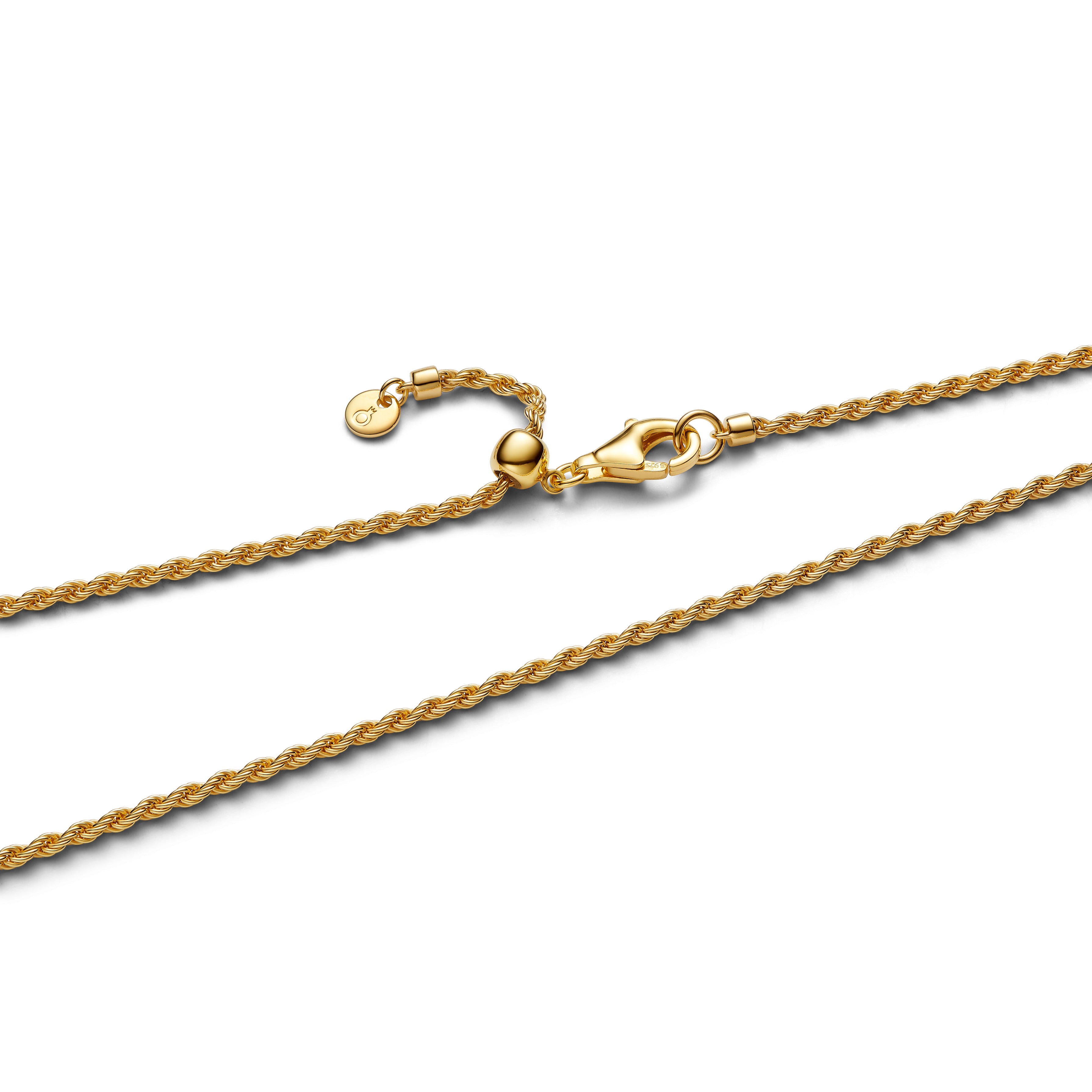 14K Gold-Plated Rope Chain Necklace With Sliding Clasp