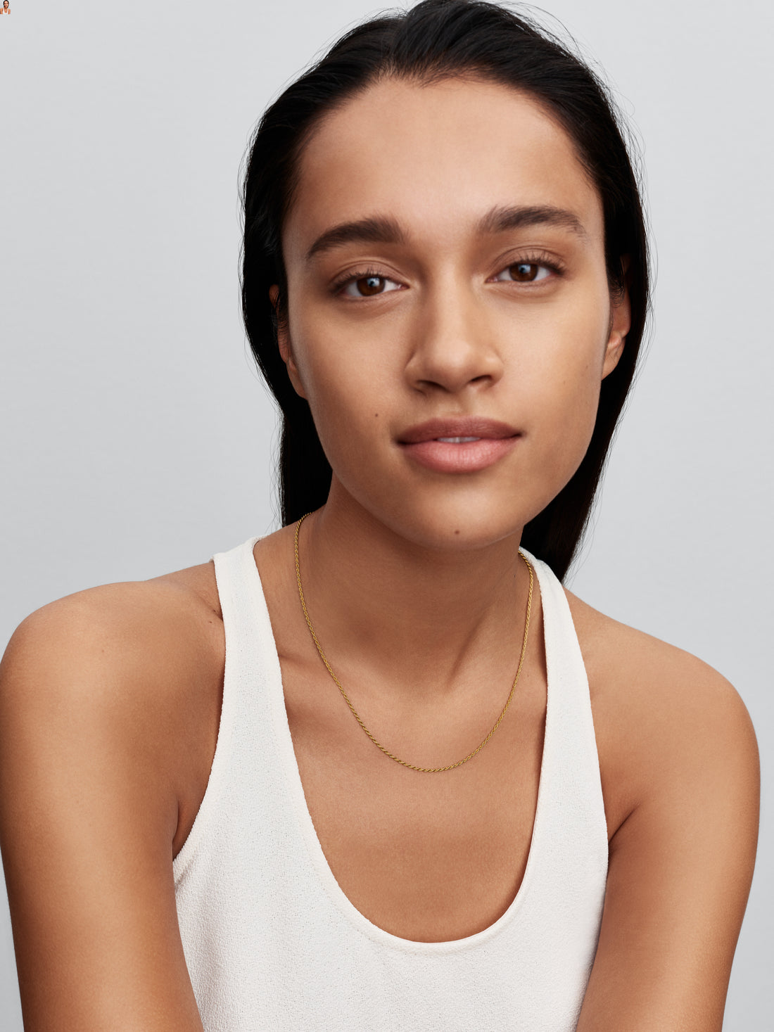 14K Gold-Plated Rope Chain Necklace With Sliding Clasp