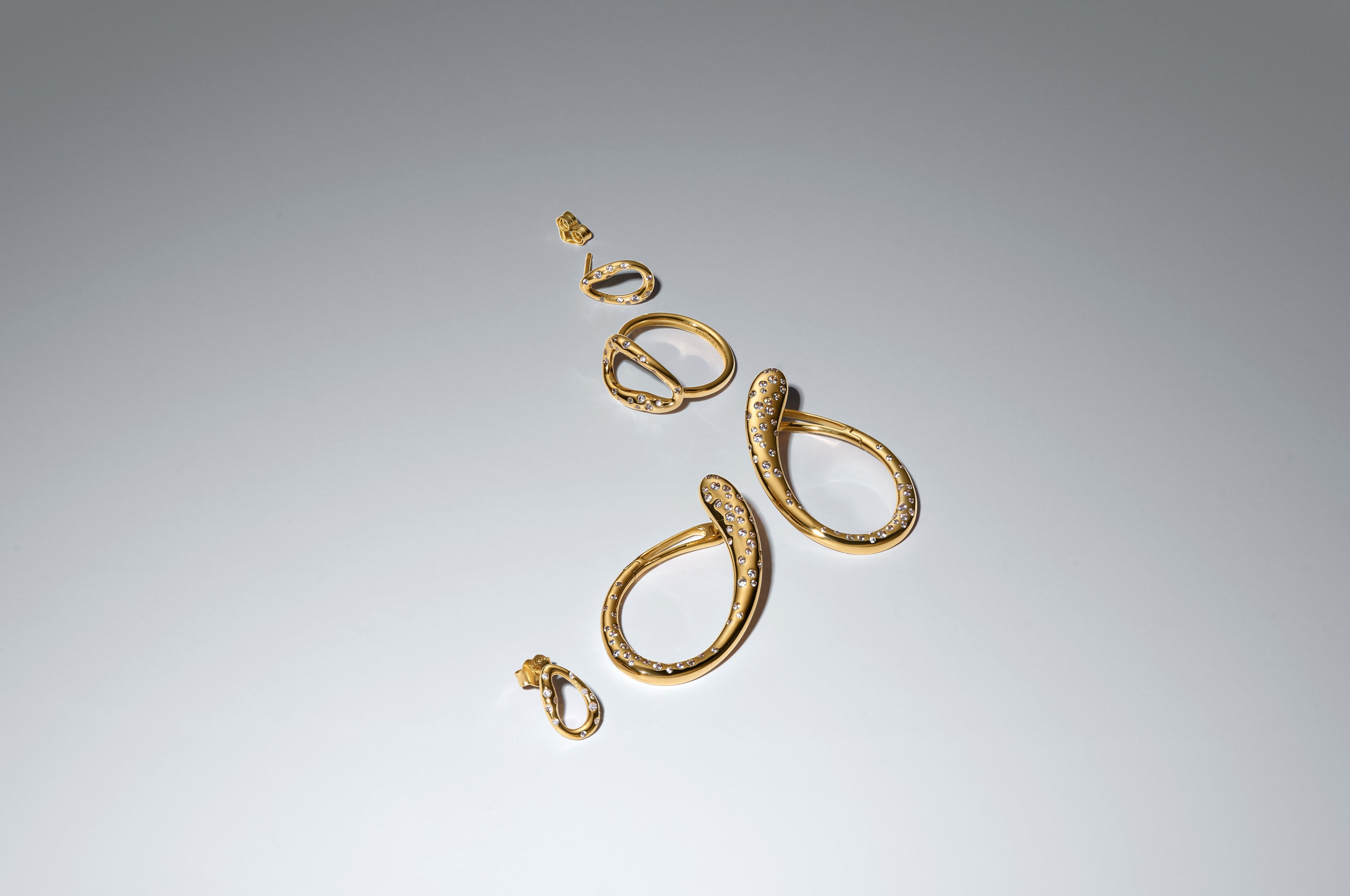 14K Gold-Plated Stud Earrings With Clear Cubic Zirconia