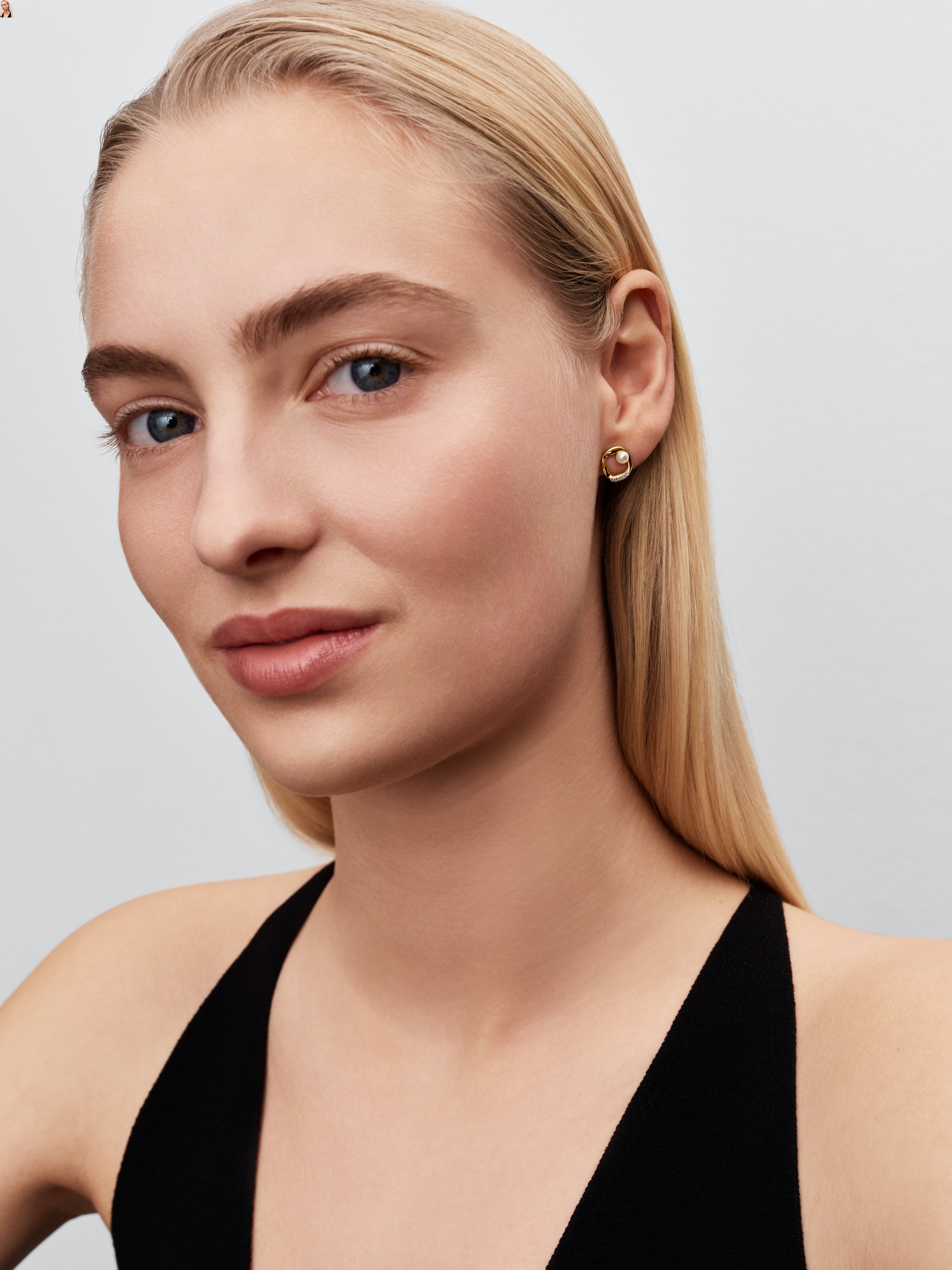14K Gold-Plated Stud Earrings With White Treated Freshwater Cultured Pearl And Clear Cubic Zirconia