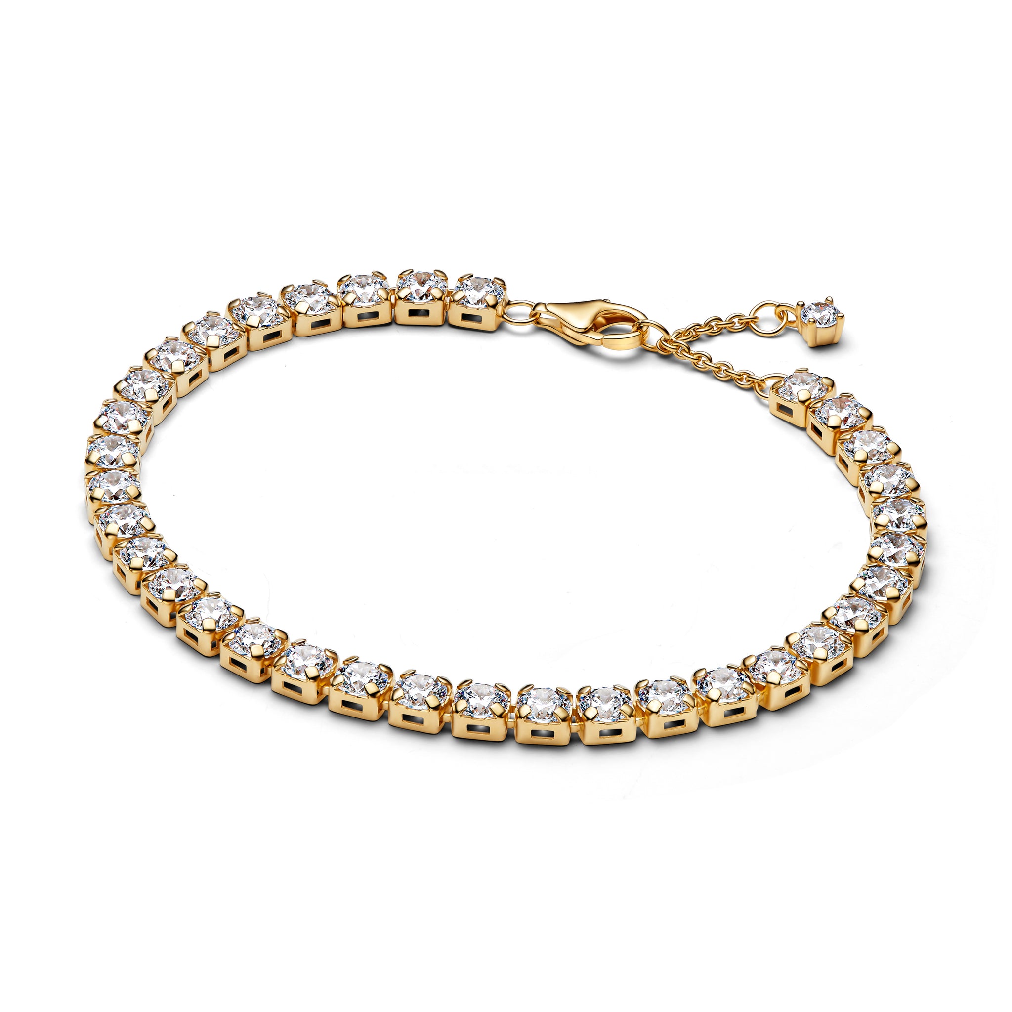 14K Gold-Plated Tennis Bracelet With Clear Cubic Zirconia