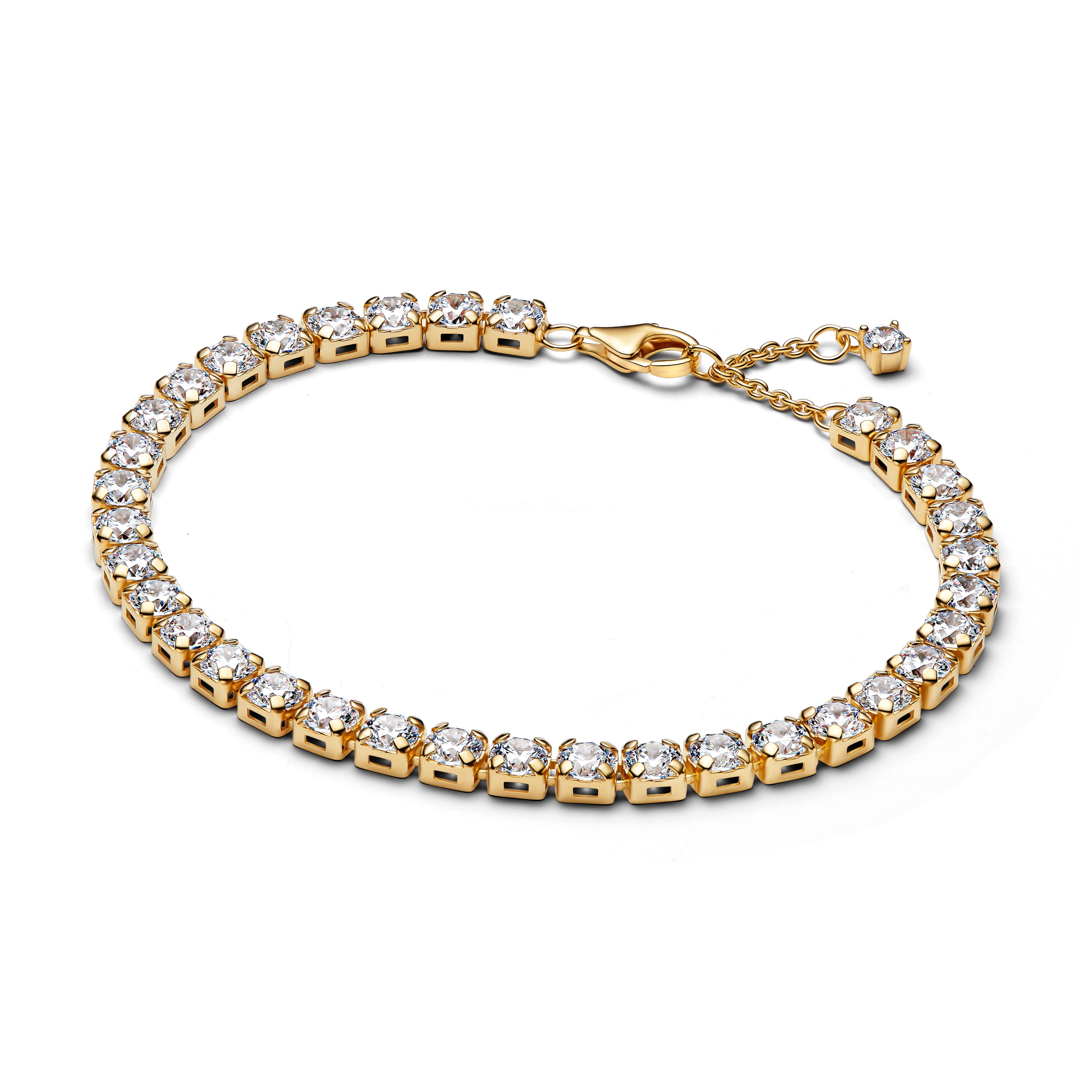 14K Gold-Plated Tennis Bracelet With Clear Cubic Zirconia