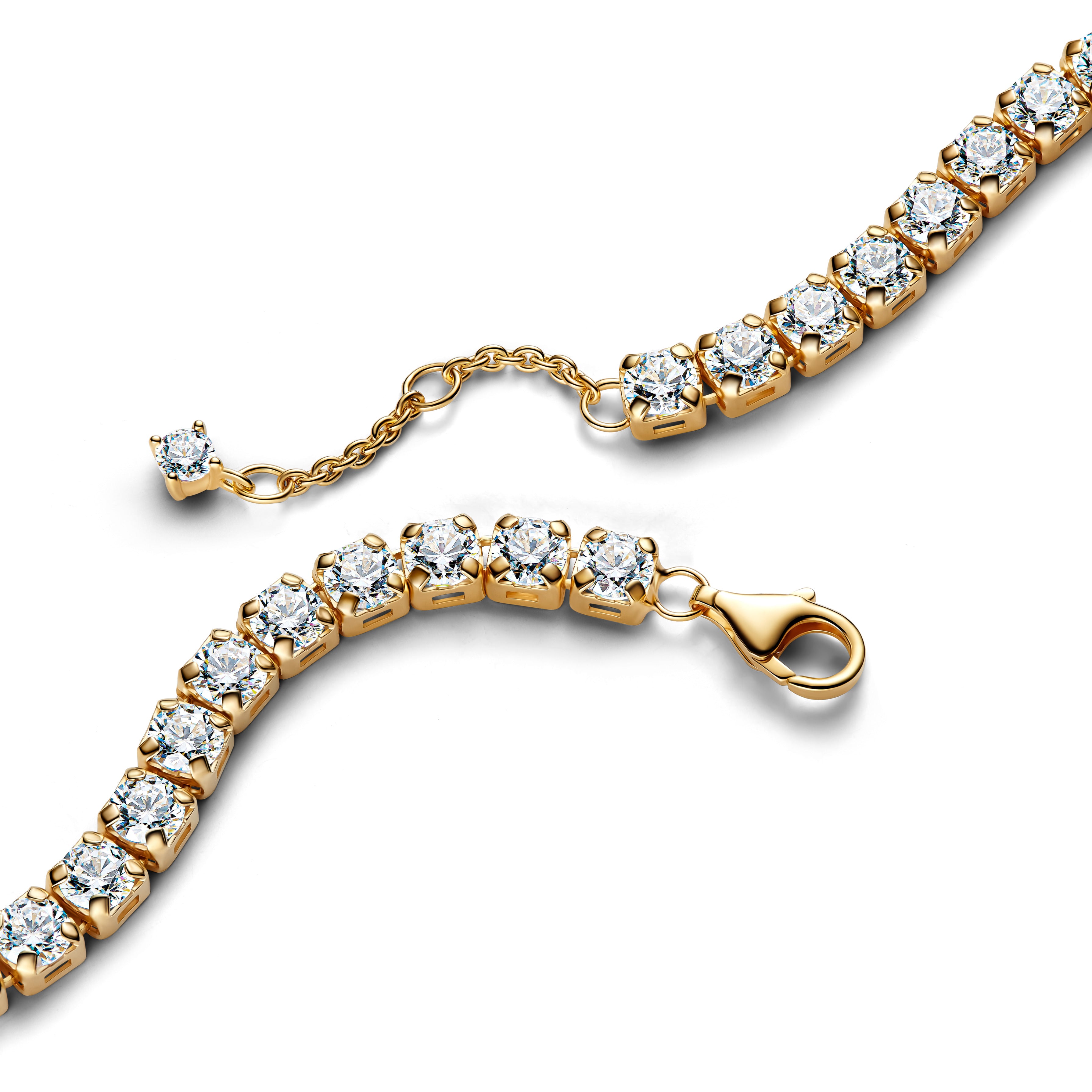 14K Gold-Plated Tennis Bracelet With Clear Cubic Zirconia