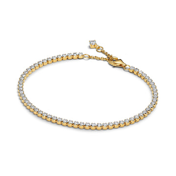 14K Gold-Plated Tennis Bracelet With Clear Cubic Zirconia