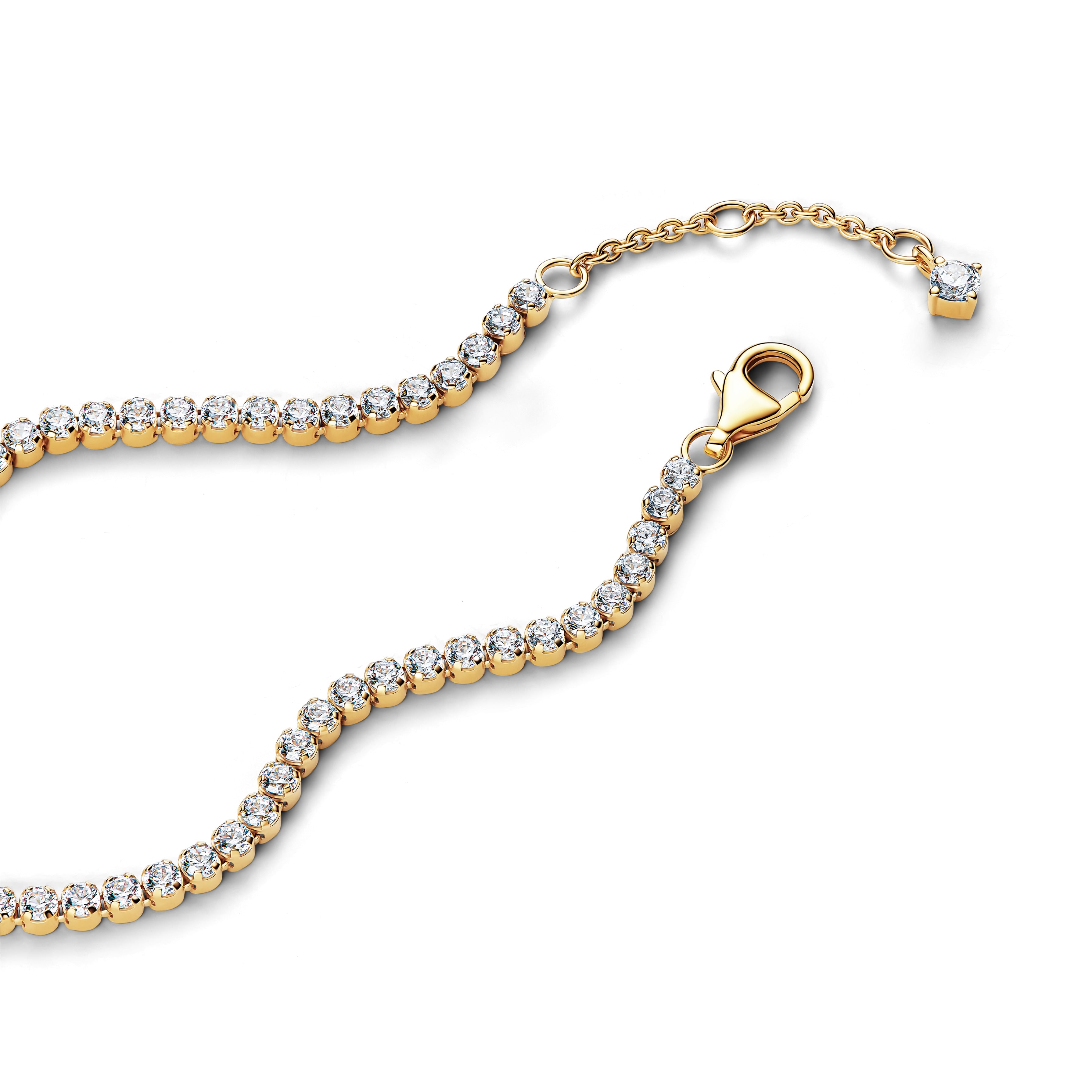 14K Gold-Plated Tennis Bracelet With Clear Cubic Zirconia