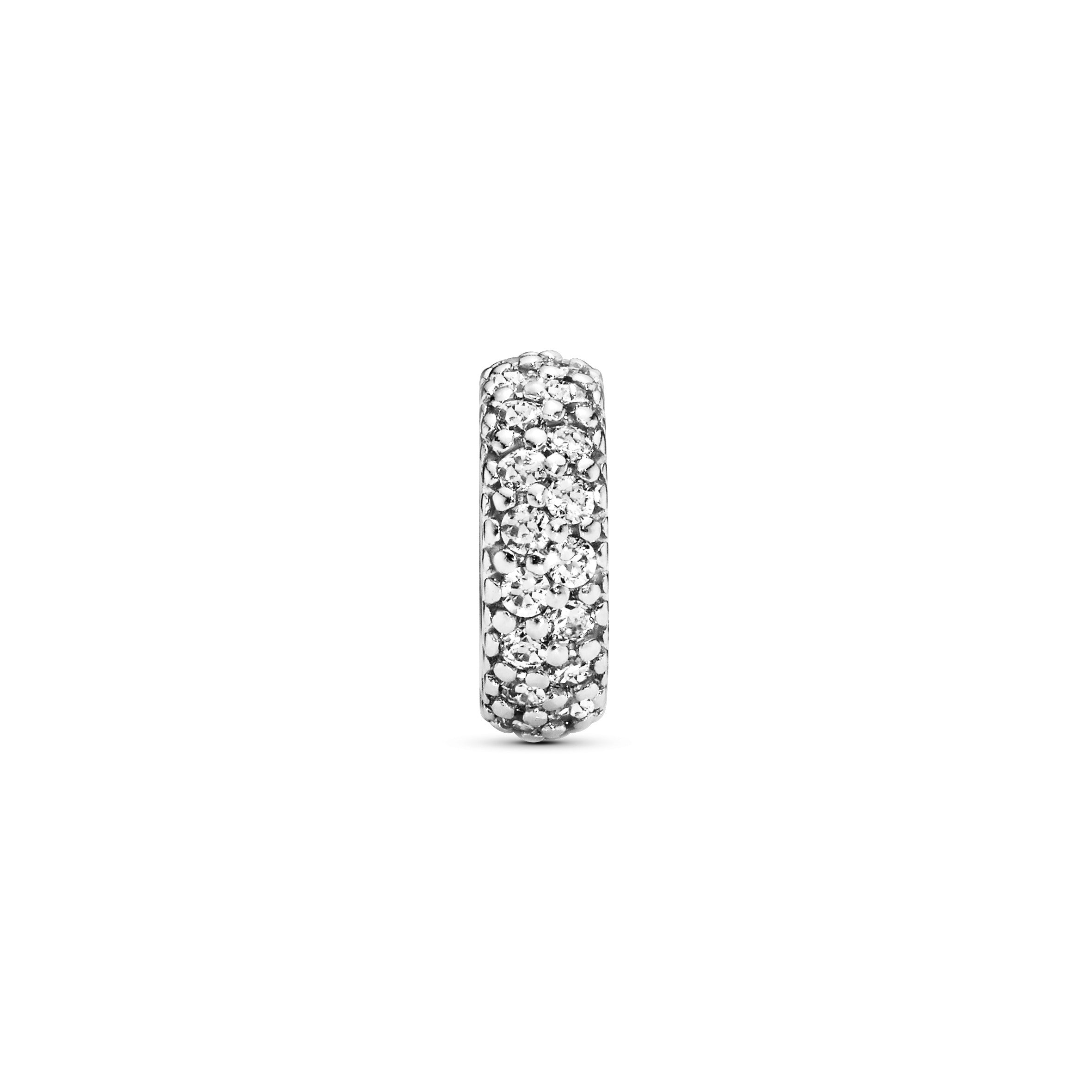 Abstract Silver Spacer With Cubic Zirconia