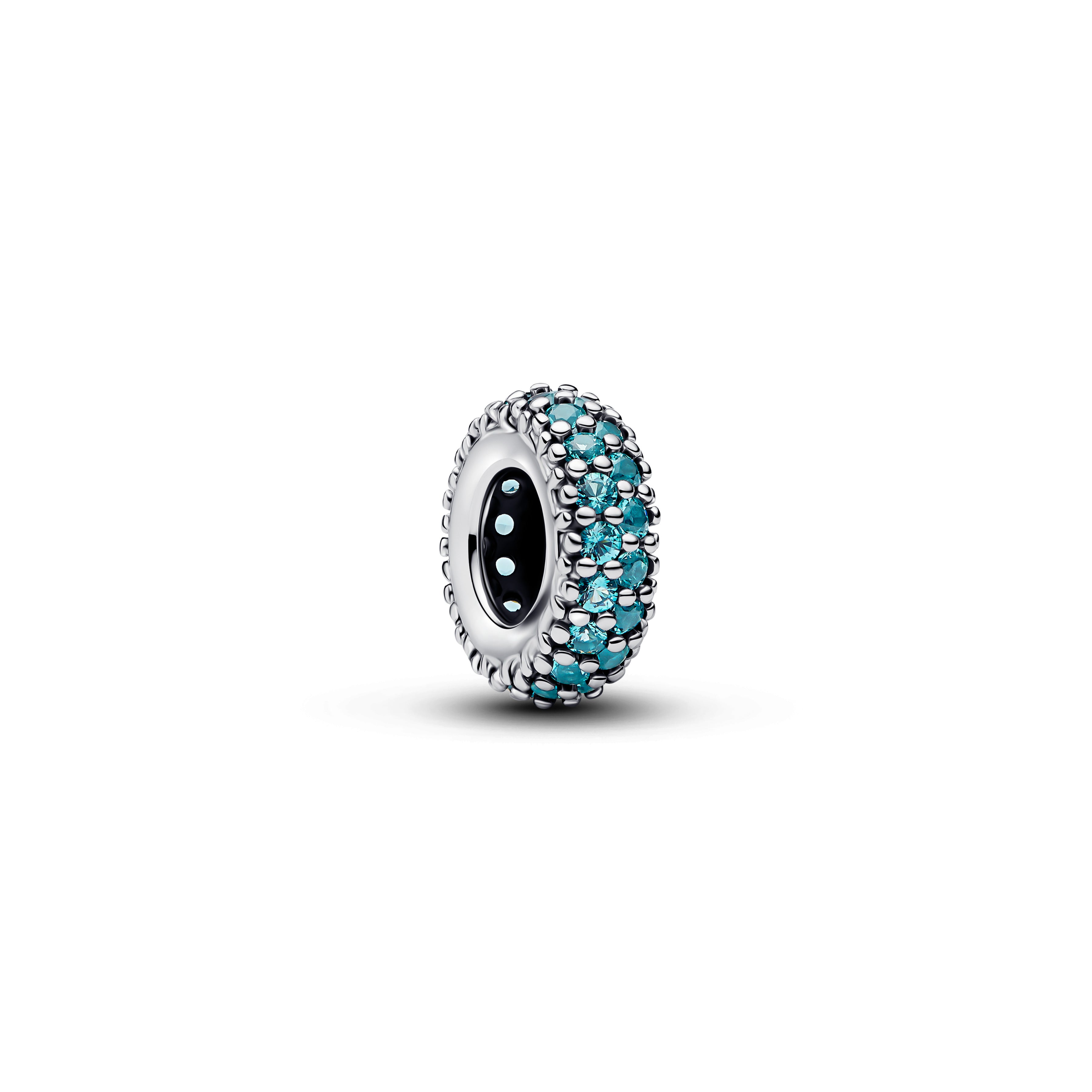 Abstract Sterling Silver Spacer With Icy Blue Crystal