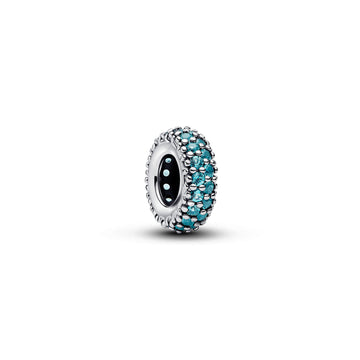 Abstract Sterling Silver Spacer With Icy Blue Crystal