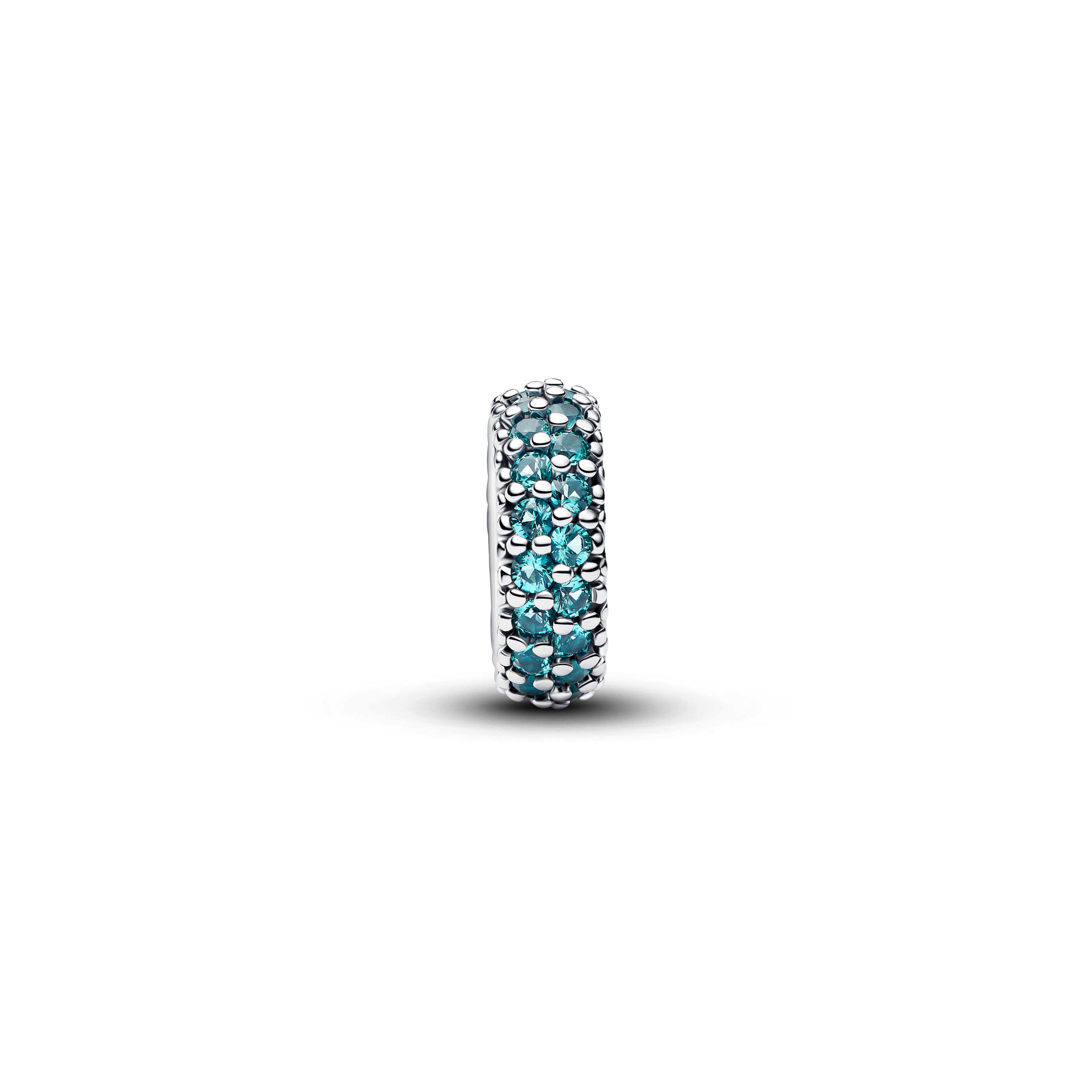 Abstract Sterling Silver Spacer With Icy Blue Crystal