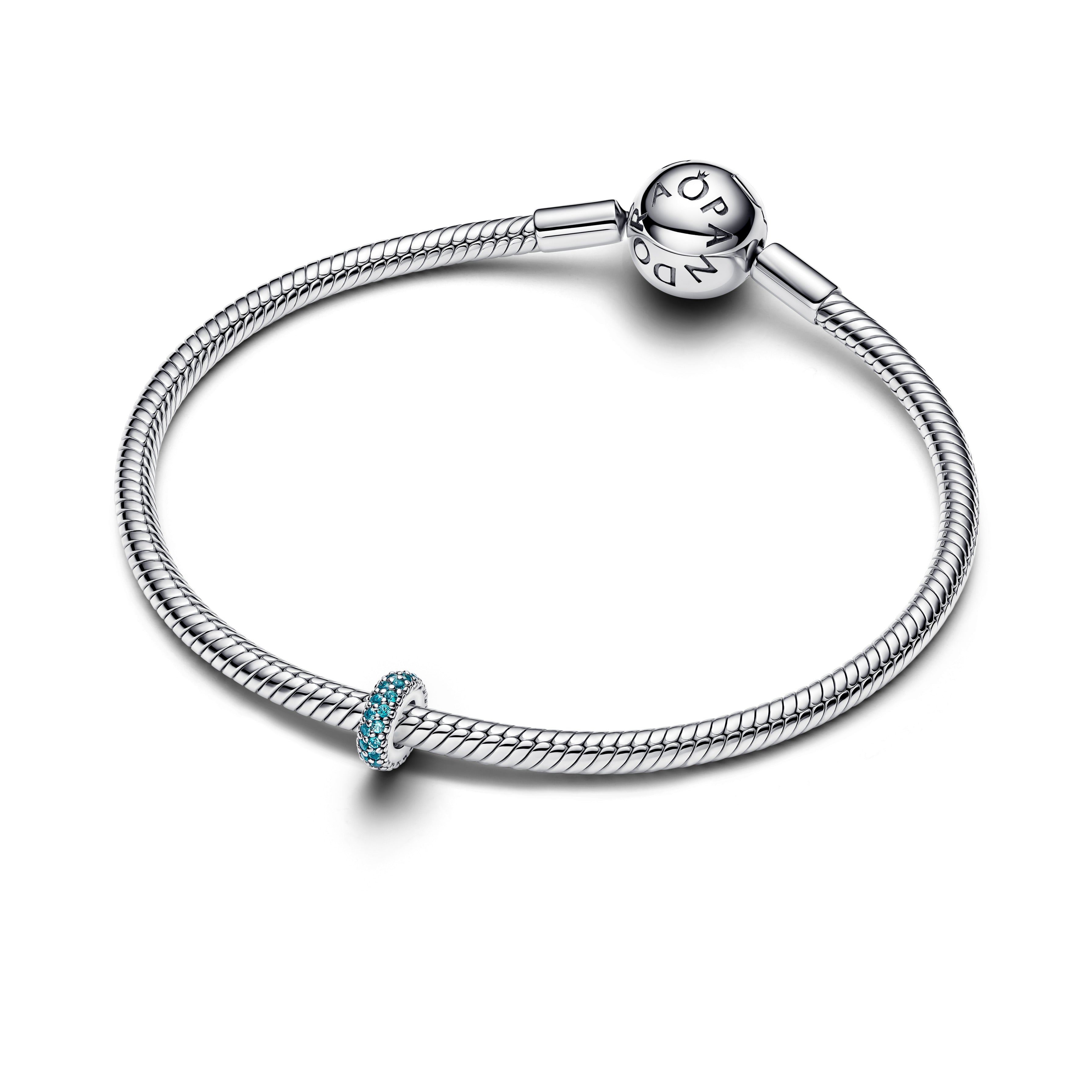 Abstract Sterling Silver Spacer With Icy Blue Crystal